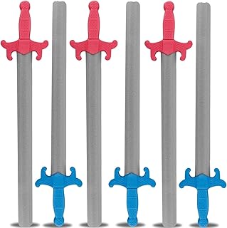 Liberty Imports 6 PCS Giant Foam Swords, Large 1:1 Scale Strong Toy Weapons, Kids Medieval Warrior Knights Pretend Play Safe Fighting Set - Red vs Blue (30 Inches)