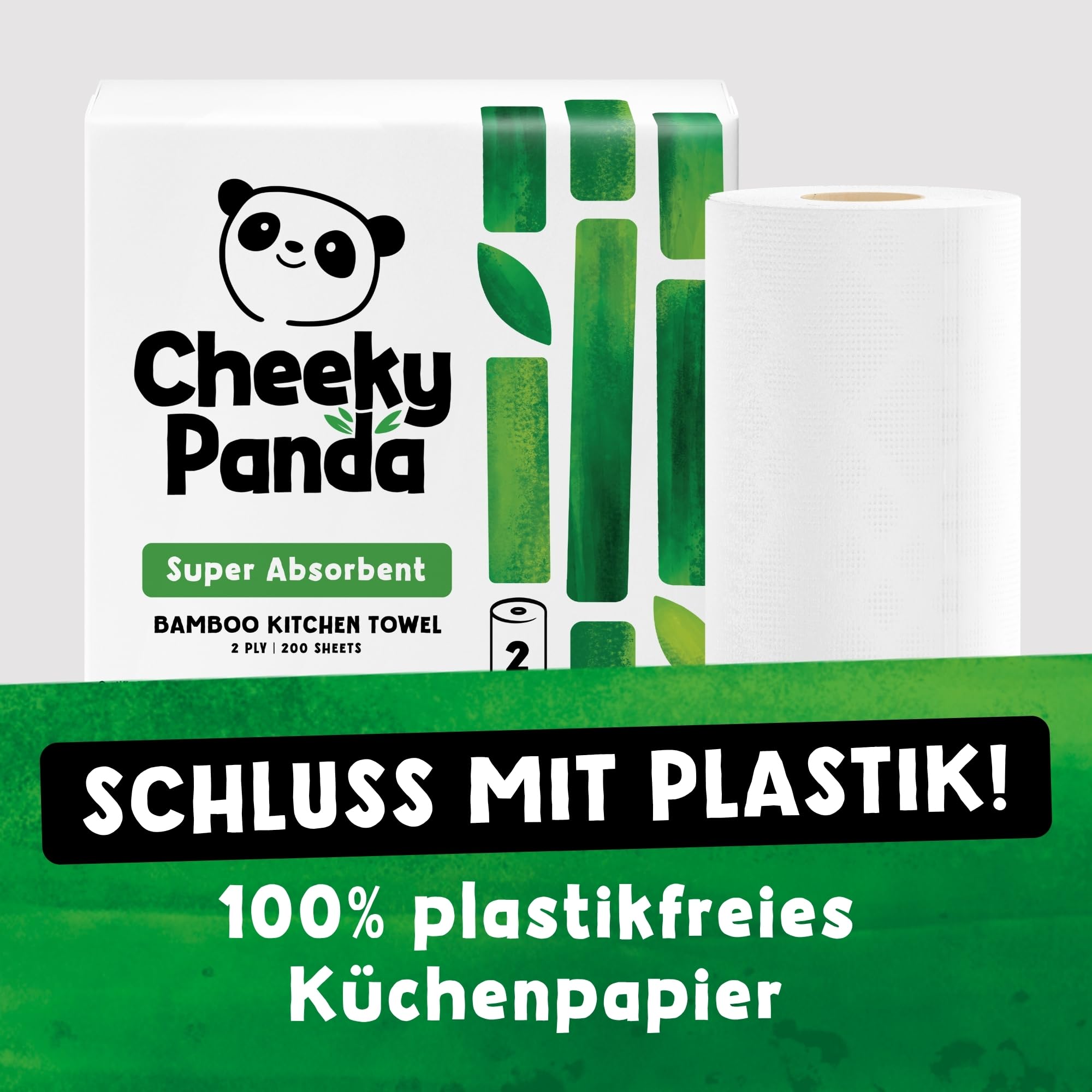 The Cheeky Panda Essuie tout Gros Rouleau | Bambou | 2 épaisseur | 1000 Feuilles | 10 Unités | Ultra Absorbant et écologique