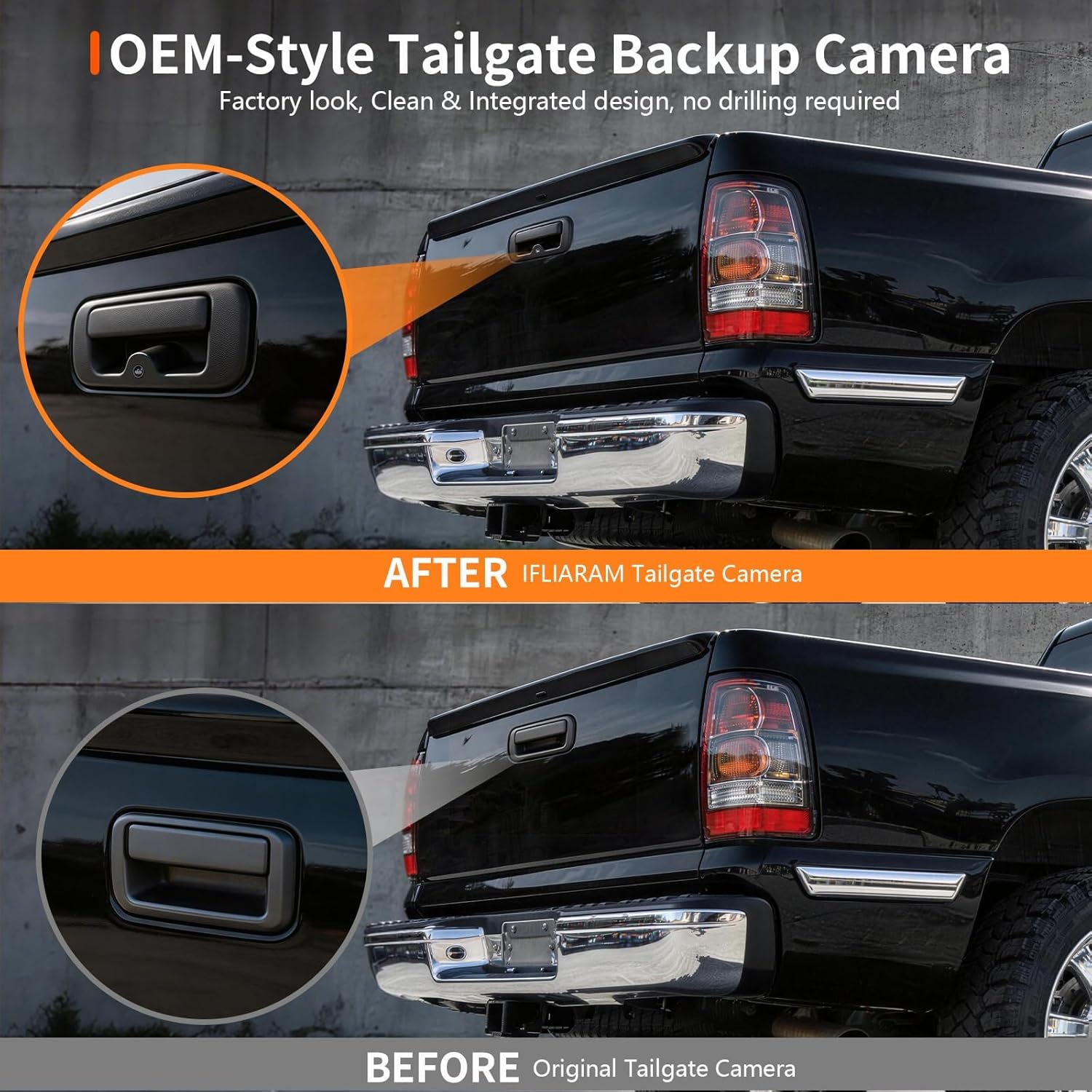 Tailgate Handle Backup Camera for 1999-2006 Chevrolet Chevy Silverado GMC Sierra 1500 2500 3500 HD, Rear View Tailgate Backup Camera 170° Wide Angle, IP68 Waterproof, Replace OEM 15046512 15228539