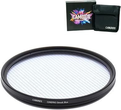 Cinepro EX Blue Streak Star Flare Filter - Cinematic Starlight Effect with rotatable Ring for DSLR mirrorless Video Camera 77mm