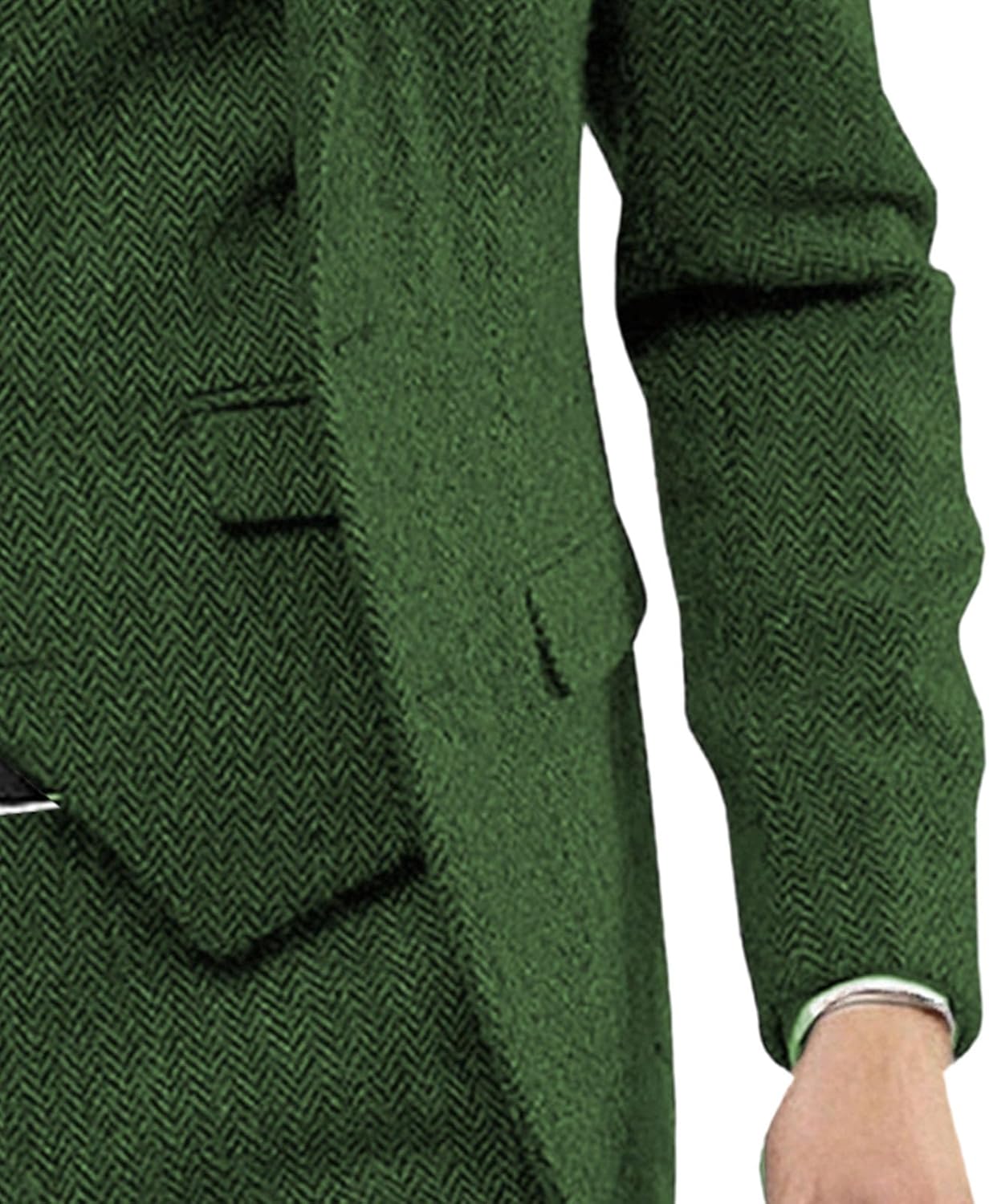 Men's 3 Piece Herringbone Dress Suit Formal Tweed Jacket Vest Pants Wool Blend Tuxedos Set for Men