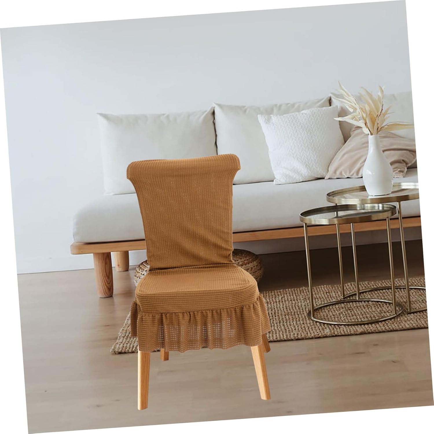 PRETYZOOM 6pcs Gingham Chair Stretch Dining Chair Sleeves for Easy Installation Stain-Resistant and Washable Seat Protectors for Home Decor and Family Use