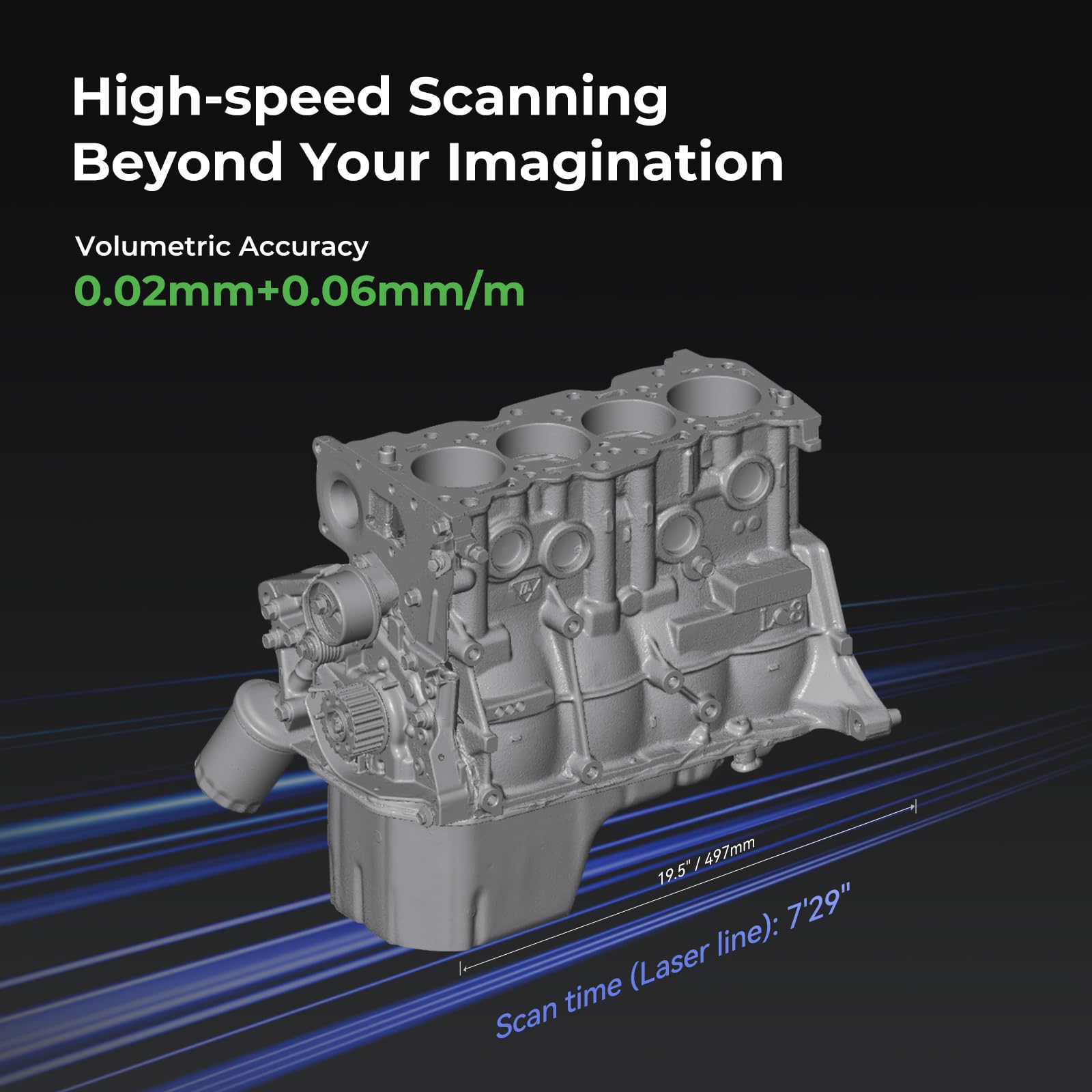 Creality 3D-Scanner Raptor X für den 3D-Druck, 60 fps, 34 Cross Blue Laser & NIR WiFi 6, Handheld-Scanner für Verbraucher, 0,02 mm Genauigkeit, 24-Bit-Schnellscannen in Vollfarbe für Windows und macOS