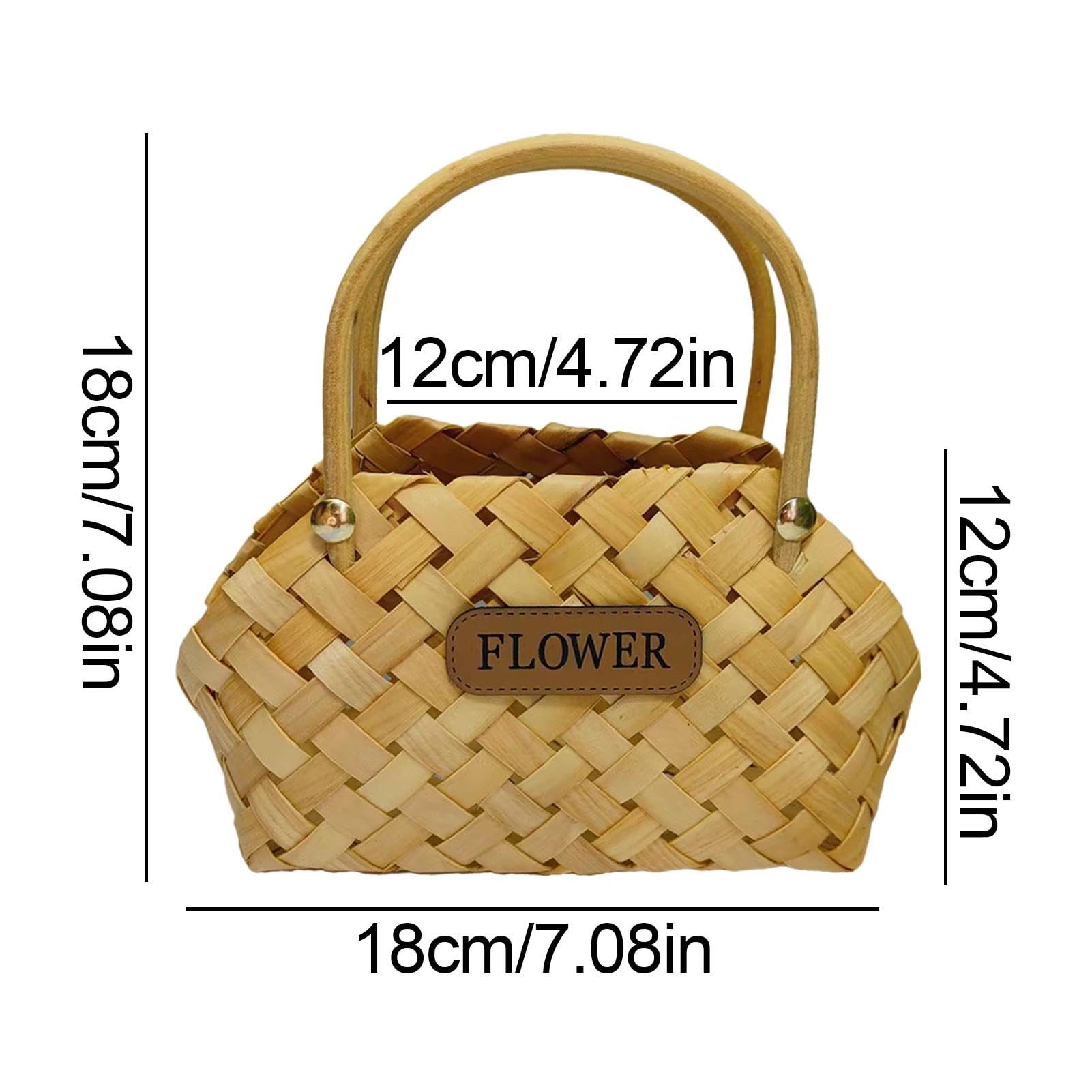 Flower Girl Baskets - Hand Woven Basket | Natural Boho Wicker Rattan Basket | Wedding Candy Basket | Decorative Bride Flower Baskets, Home Decor Table Centerpiece for Holiday Parties