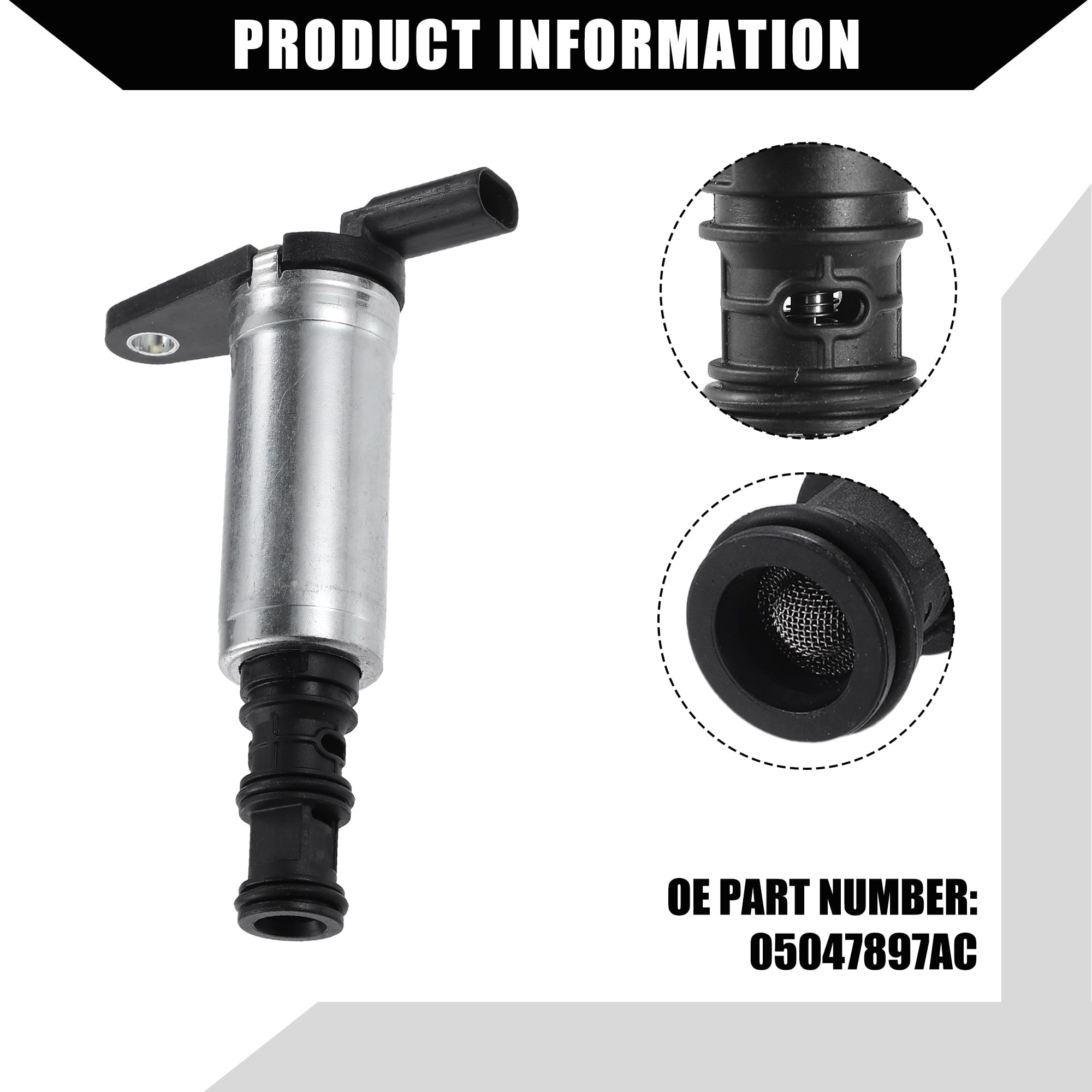 A ABSOPRO Zmienny skok zaworu zawór magnetyczny do Jeep Wrangler 18-22 3,6 l 1 szt | Nr 05047897AC, do Chrysler Pacifica 17-22 6 cylindrów, przedni regulowany zawór