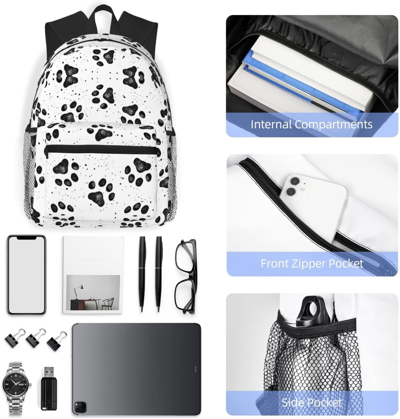 Dog Paw Pattern Backpack Large Sports Bag, Best for Basketball, Soccer, Volleyball, Swim, Gym, Travel