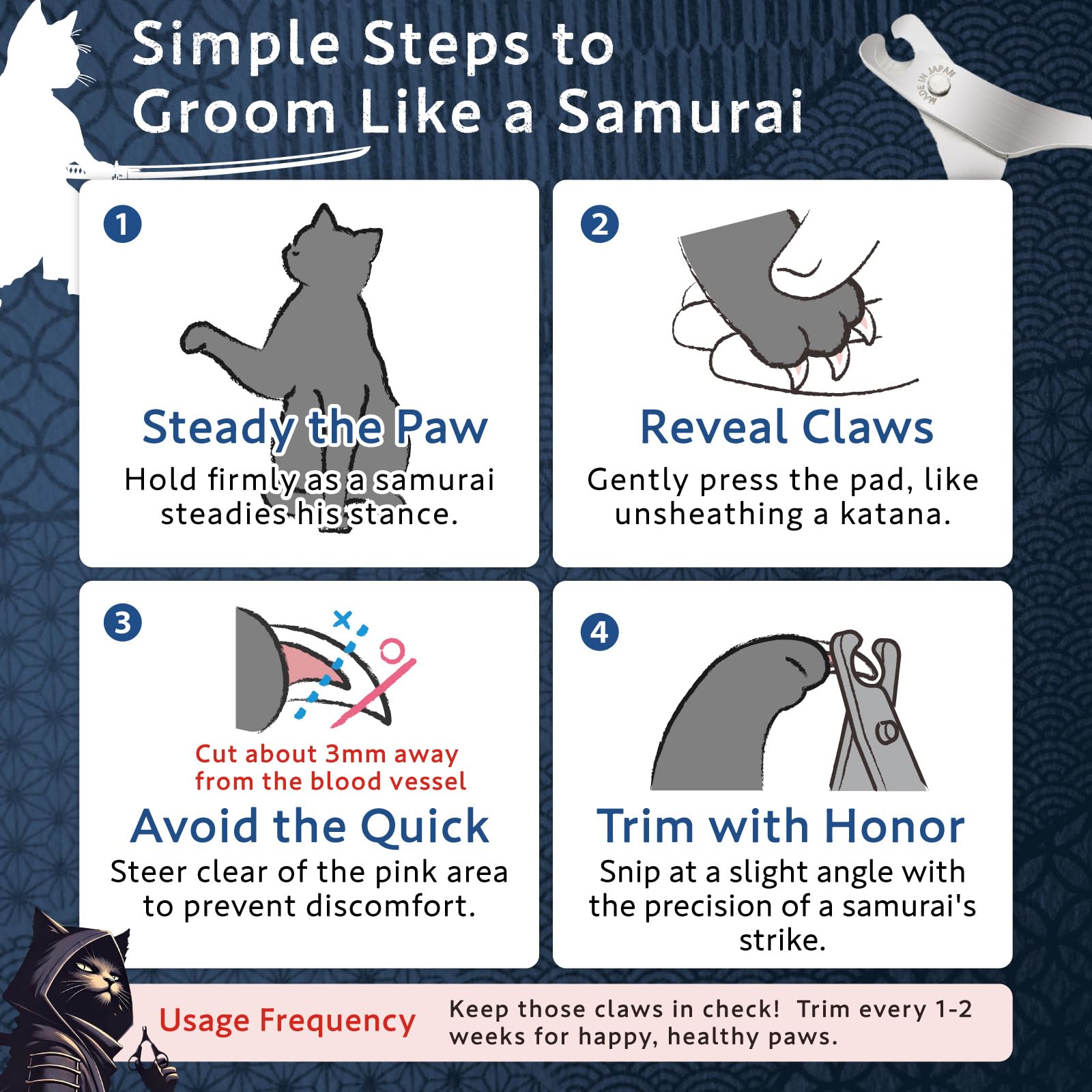 HIBINO Samurai-Grade Cat Nail Clippers | Vet Recommended | Sharper, Quieter & Safer | Precision Blade for Stress-Free Grooming | Non-Slip Grip | Lifetime Durability | Made in Japan - image 5