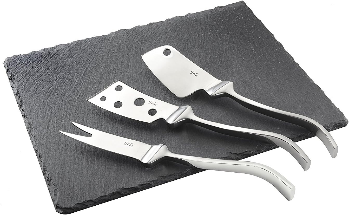 Cheese Knives Set with Slate Tray, 8 by 12-Inch
