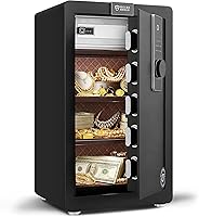 Vista 12 de Caja fuerte grande, caja fuerte de seguridad para el hogar con teclado electrónico y llave, caja de seguridad personal para documentos del hogar