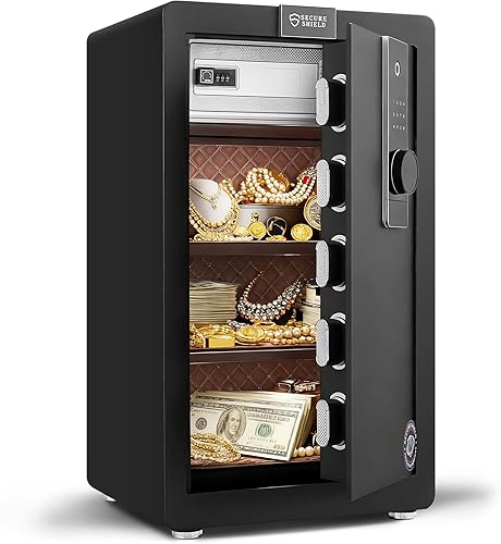Miniatura 14 de Caja fuerte grande, caja fuerte de seguridad para el hogar con teclado electrónico y llave, caja de seguridad personal para documentos del hogar,