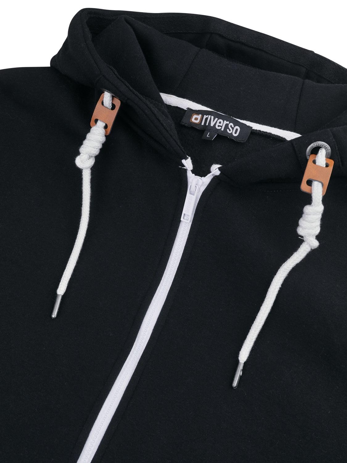 riverso - Felpa da Uomo con Cappuccio RIVThilo con Cappuccio e Zip, in Cotone a Tinta Unita, Colori: Grigio, Marrone, Verde, Rosso, Blu, Nero