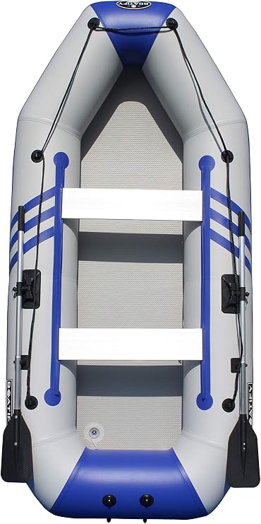 9.8ft Inflatable Fishing Boat Raft Dinghy Pontoon with Air Floor with Motor Bracket-Grey and Blue