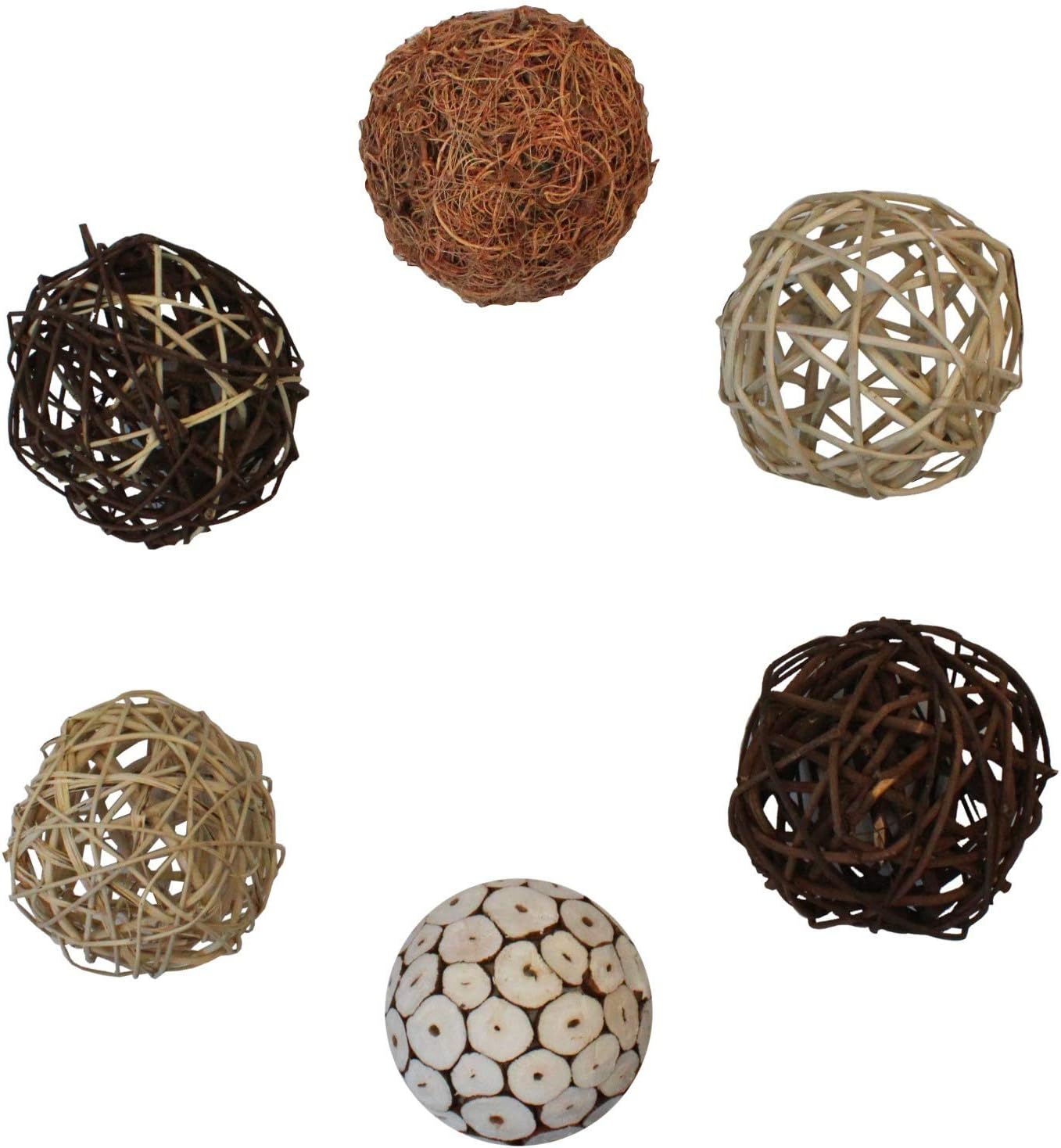 Blue Donuts Decorative Balls for Bowls â€“ Decorative Balls for Centerpiece Bowl Fillers, Assorted Rattan Wicker Balls Orb Grapevine Ball, Vase Fillers, Pack of 6 : Home & Kitchen