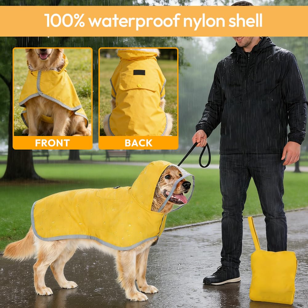 Manteau de pluie pour chien - Imperméable - Avec capuche et bandes réfléchissantes - Veste de pluie réglable pour chiens de petite, moyenne et grande taille (S)