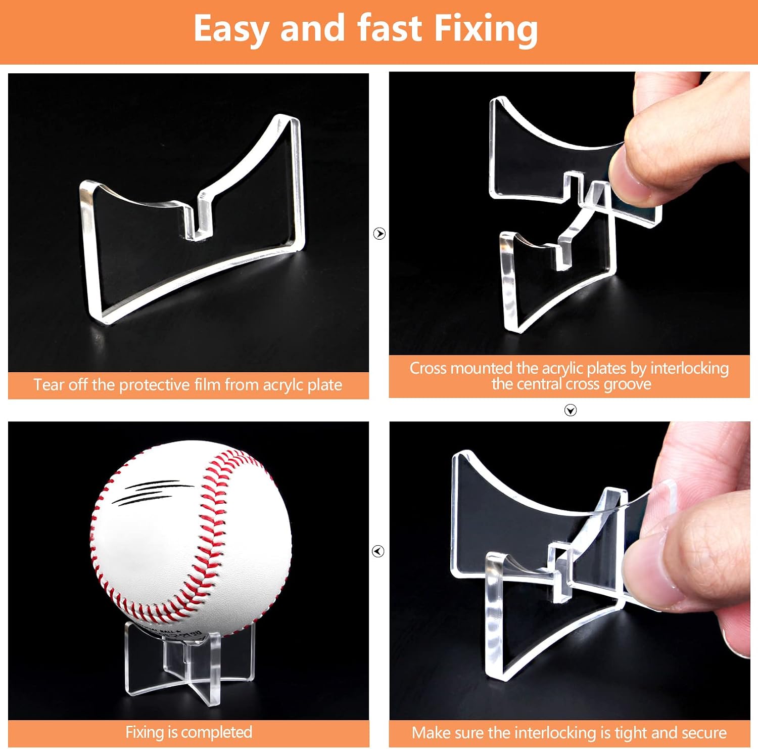 Acrylic Baseball Holders for Ball Memorabilia Display, Softball Display, Tennis Display Rack (1.97x1.1 inch; 5x2.8 cm) image 4
