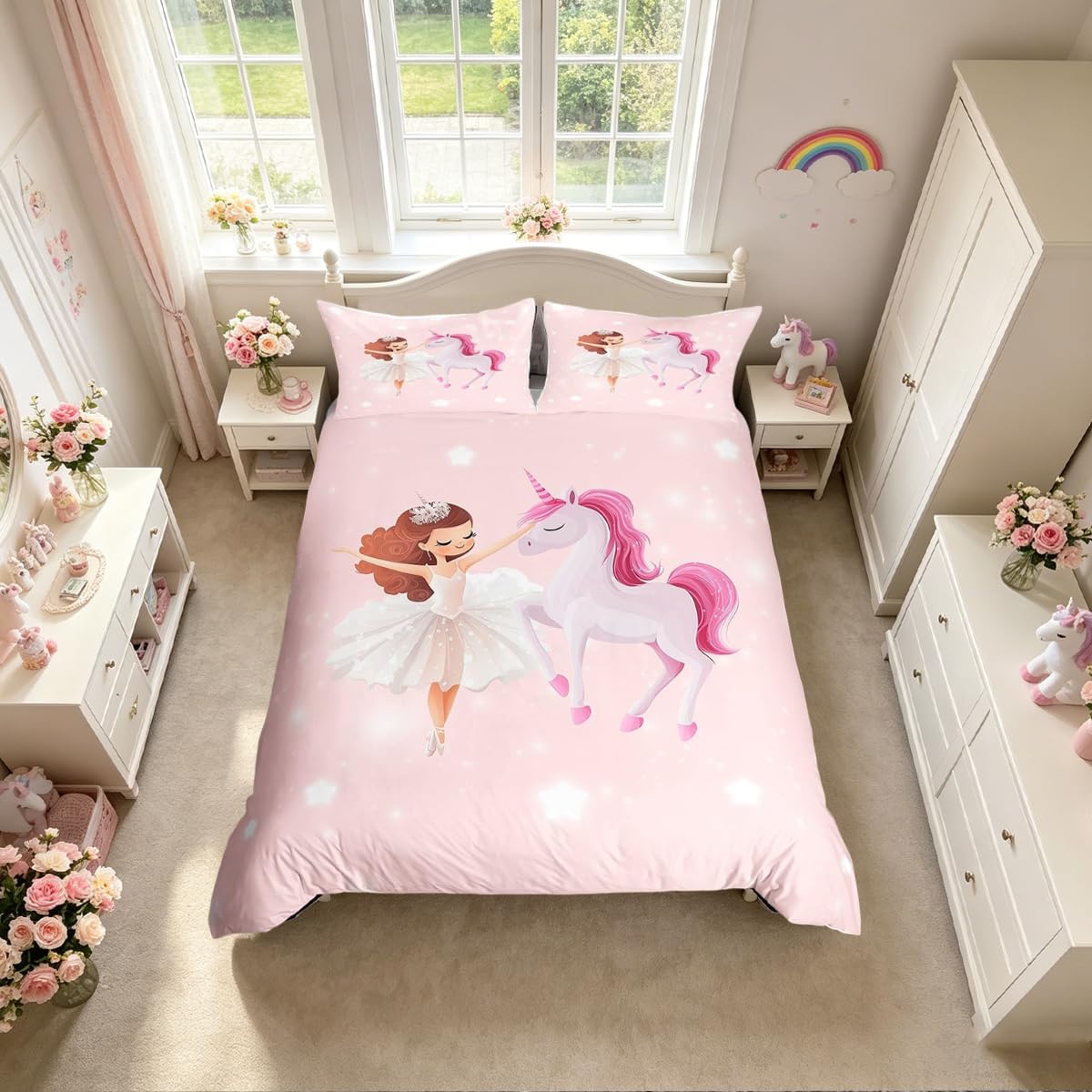 Housse de couette licorne rose Homemissing, le cadeau d'anniversaire idéal pour enfant