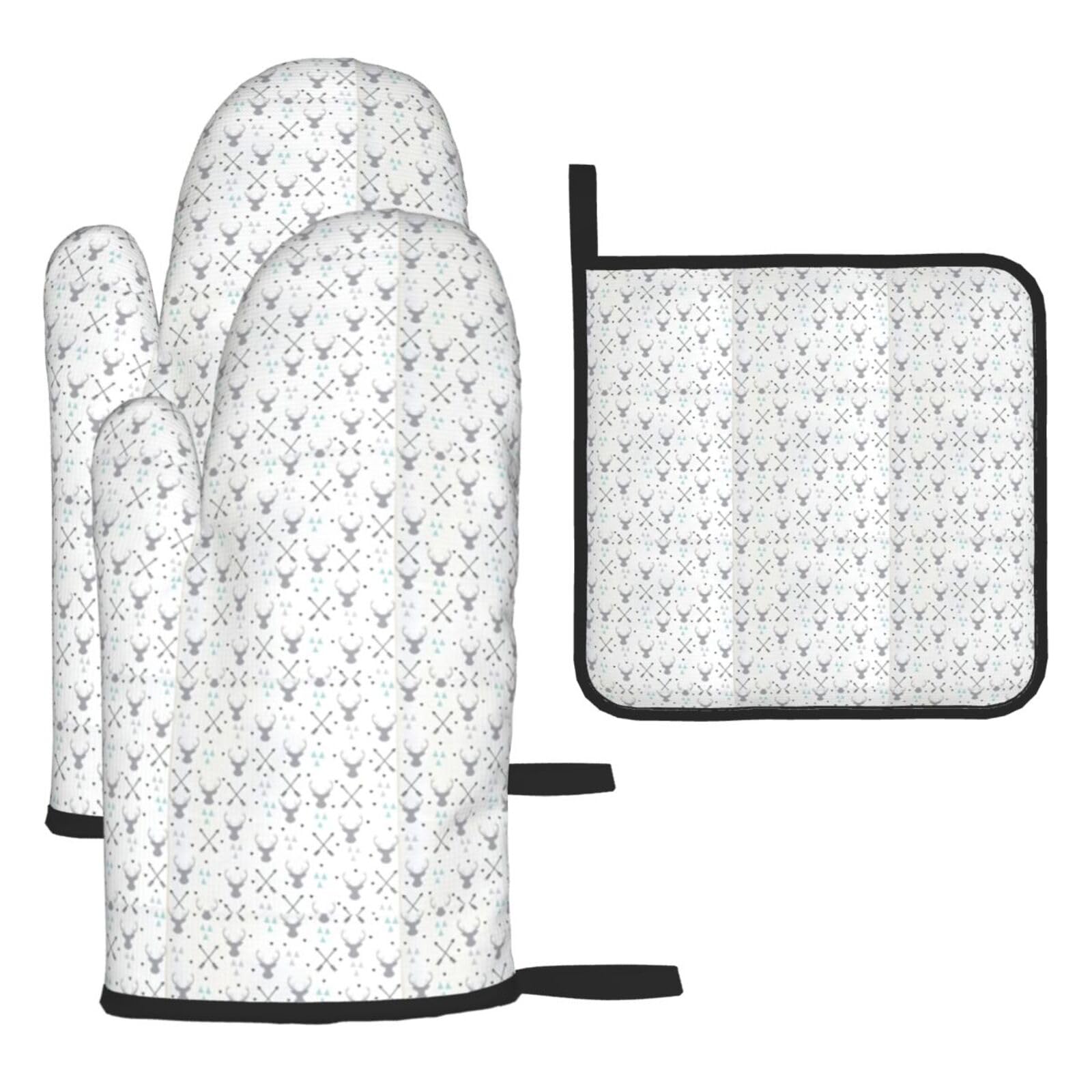 Hunting Arrows Triangles Deer. Print Oven Mitts Kitchen Gloves Set Everyday Baking Grilling Microwaving Cooking Gift