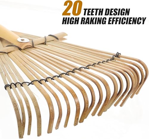 Miniatura 3 de Rastrillo de jardinería de mano para recolección de hojas, herramienta de rastrillo con dientes para el cuidado del césped y el jardín, ideal para