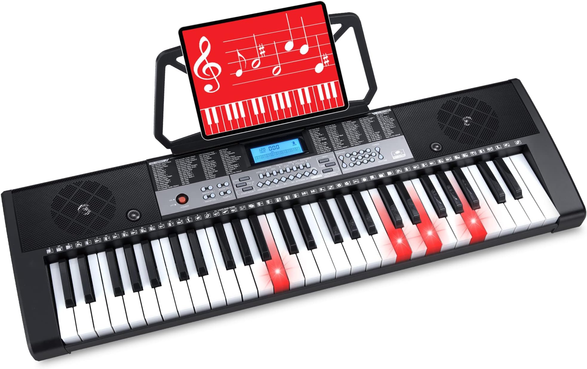 54-Key Electronic Keyboard Piano Portable Beginner Electric Keyboard Complete Set w/LCD Screen, Power Adapter, Teaching Modes, Music Sheet Stand, Built in Speakers