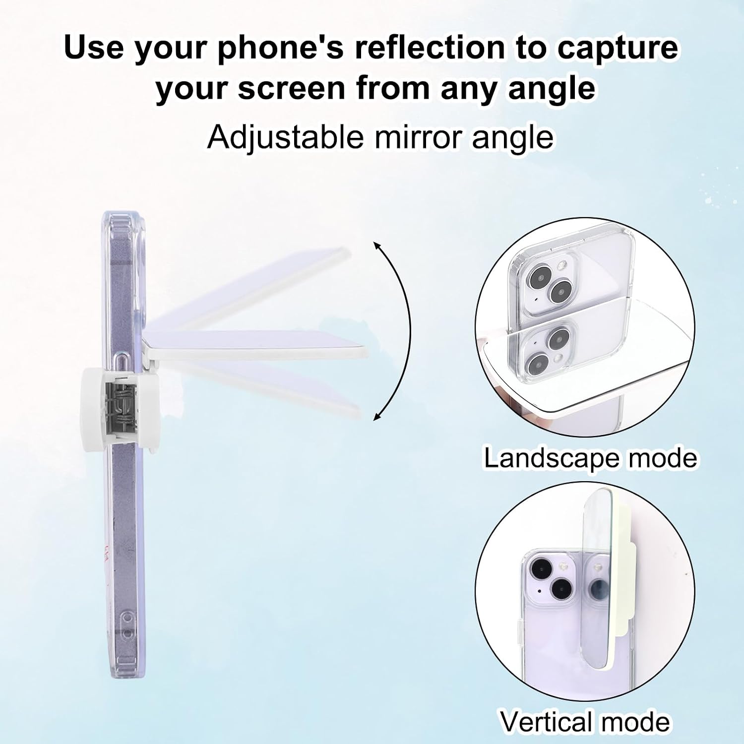 Smartphone Camera Reflector, Adjustable Smartphone Camera Mirror Reflection Clip with Storage Case and Cleaning Cloth for All Mobile Phone Cameras