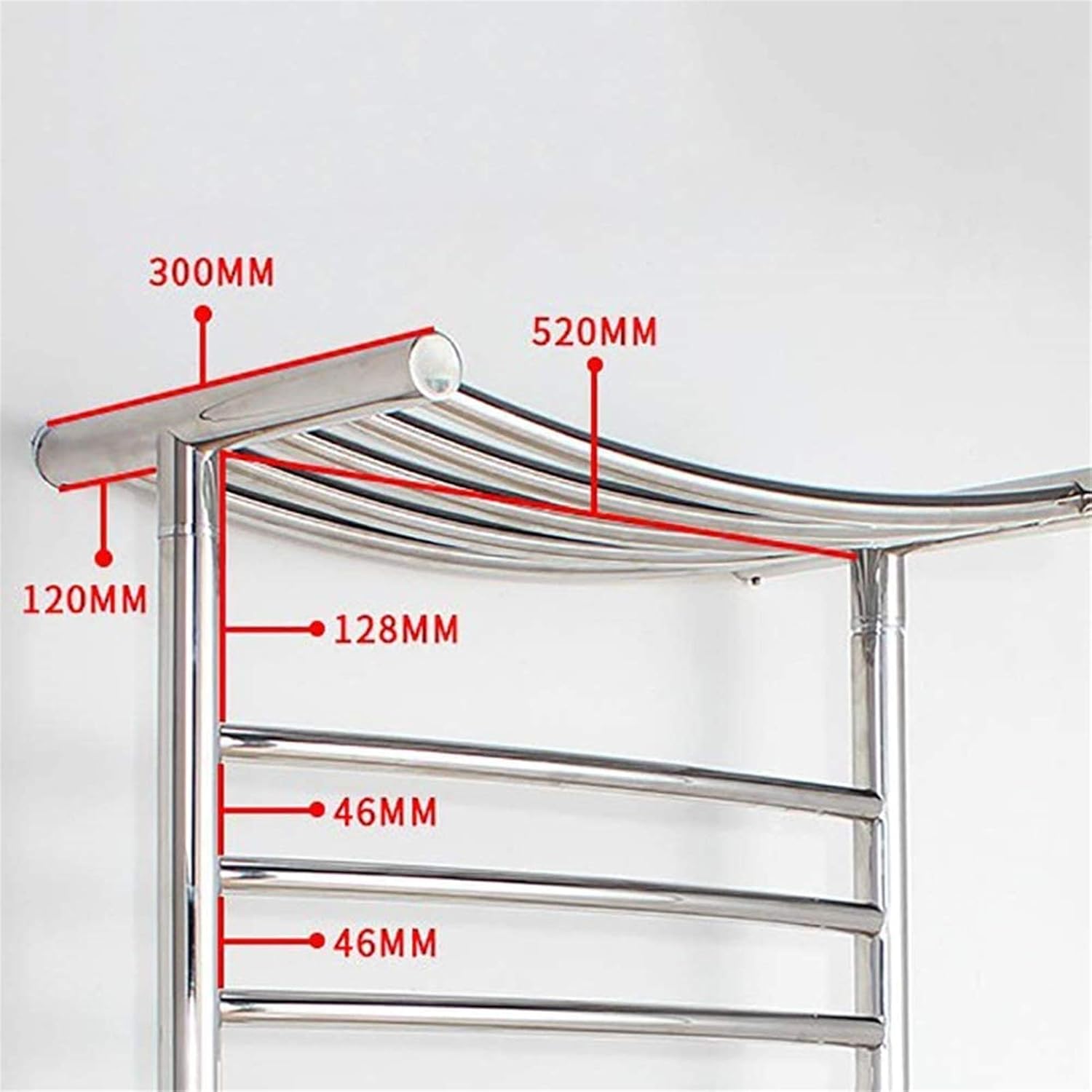 Towel Heater, Electric Towel Rack Waterproof Wall-Mounted 304 Stainless Steel Curved Towel Rack Home Bathroom Accessories