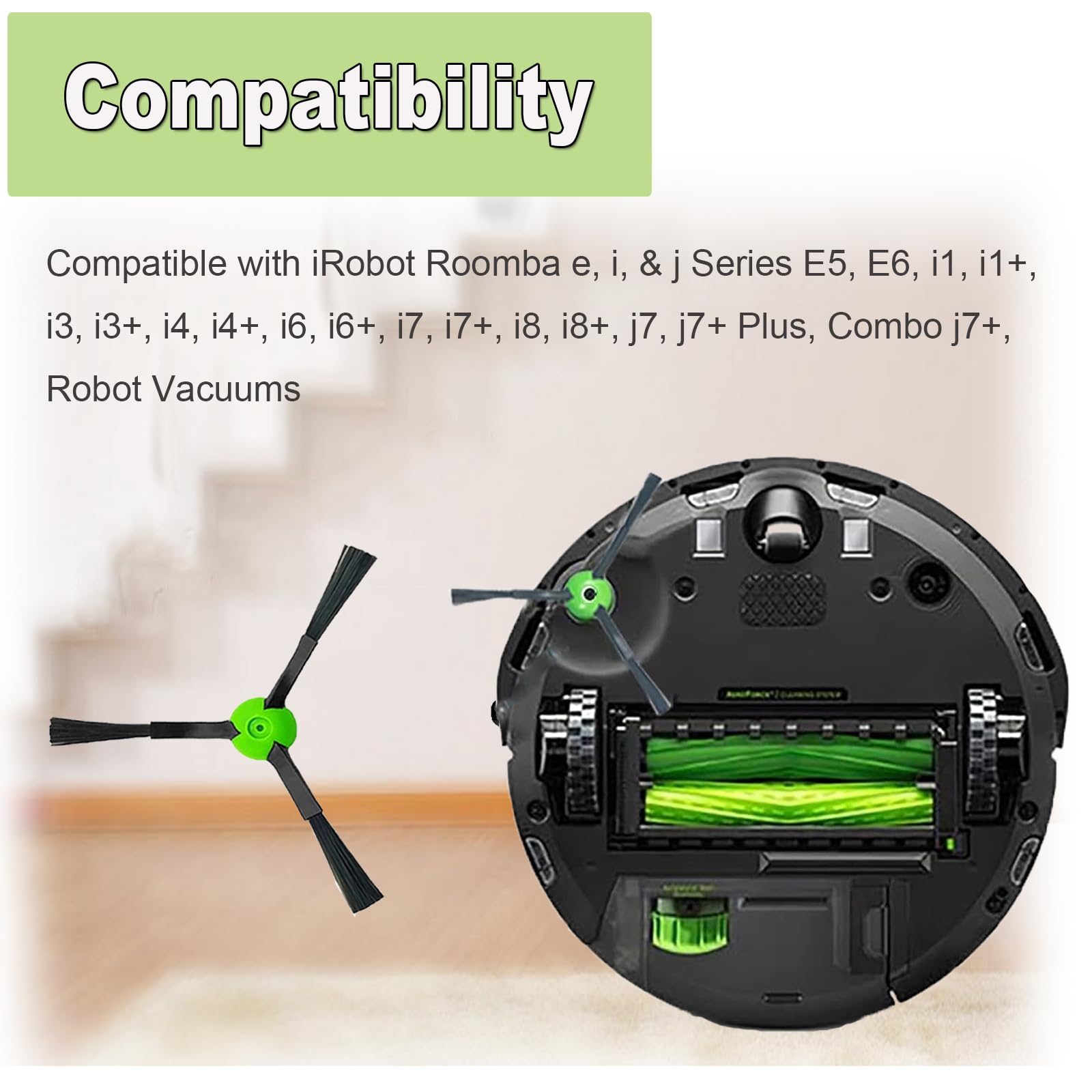 Dhoua 10 Packs Replacement Side Brushes Compatible with iRobot Roomba e, i, & j Series E5, E6, i1, i1+, i3, i3+, i4, i4+, i6, i6+, i7, i7+, i8, i8+, j7, j7+ Plus, Combo j7+?Robot Vacuums