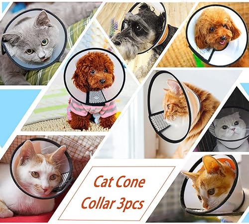 Miniatura 7 de Konnfeir Collar de cono de gato, 3 collares protectores ajustables para mascotas y gatos (3 unidades)