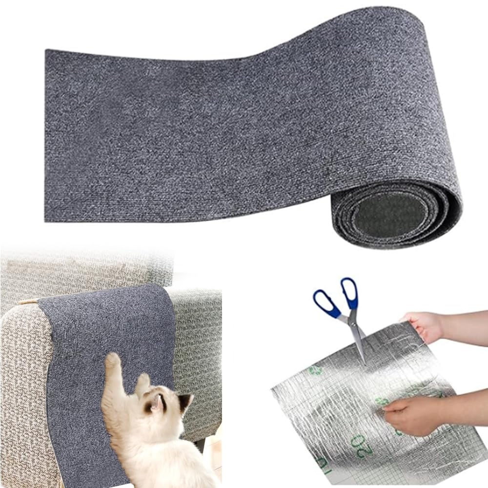 Cat Scratching Mat, Anti Scratch Furniture Protector, Self-Adhesive Cat Furniture Protector, Sofa Cat Scratch Protector, Reusable Protecting Furniture from Cat Scratching, 40x200cm (Grey)