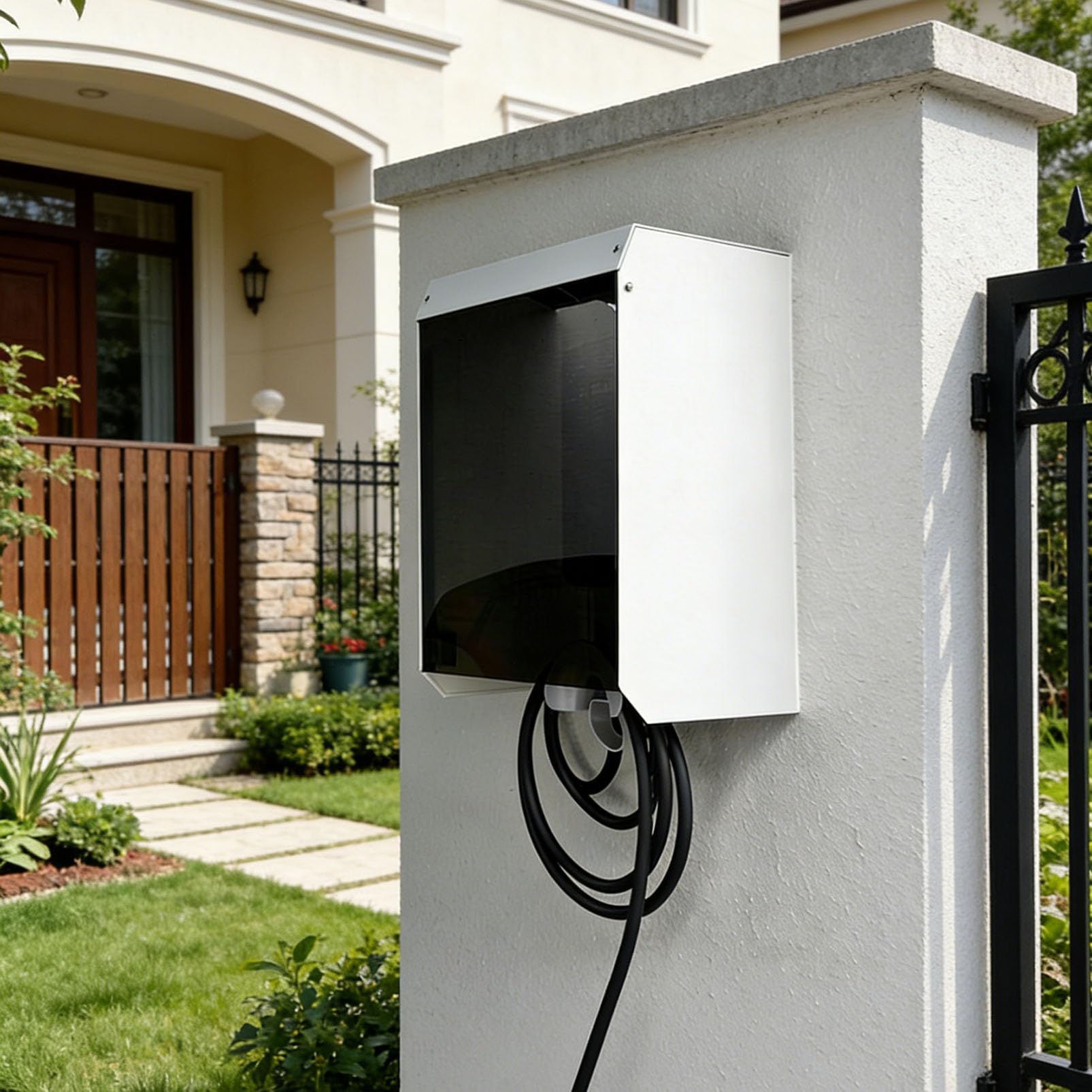 Cubierta Protectora para estación de Carga de vehículos eléctricos con Techo y Tapa magnética de acrílico. Protector de Toma de Corriente para Cargador de vehículos eléctricos de m