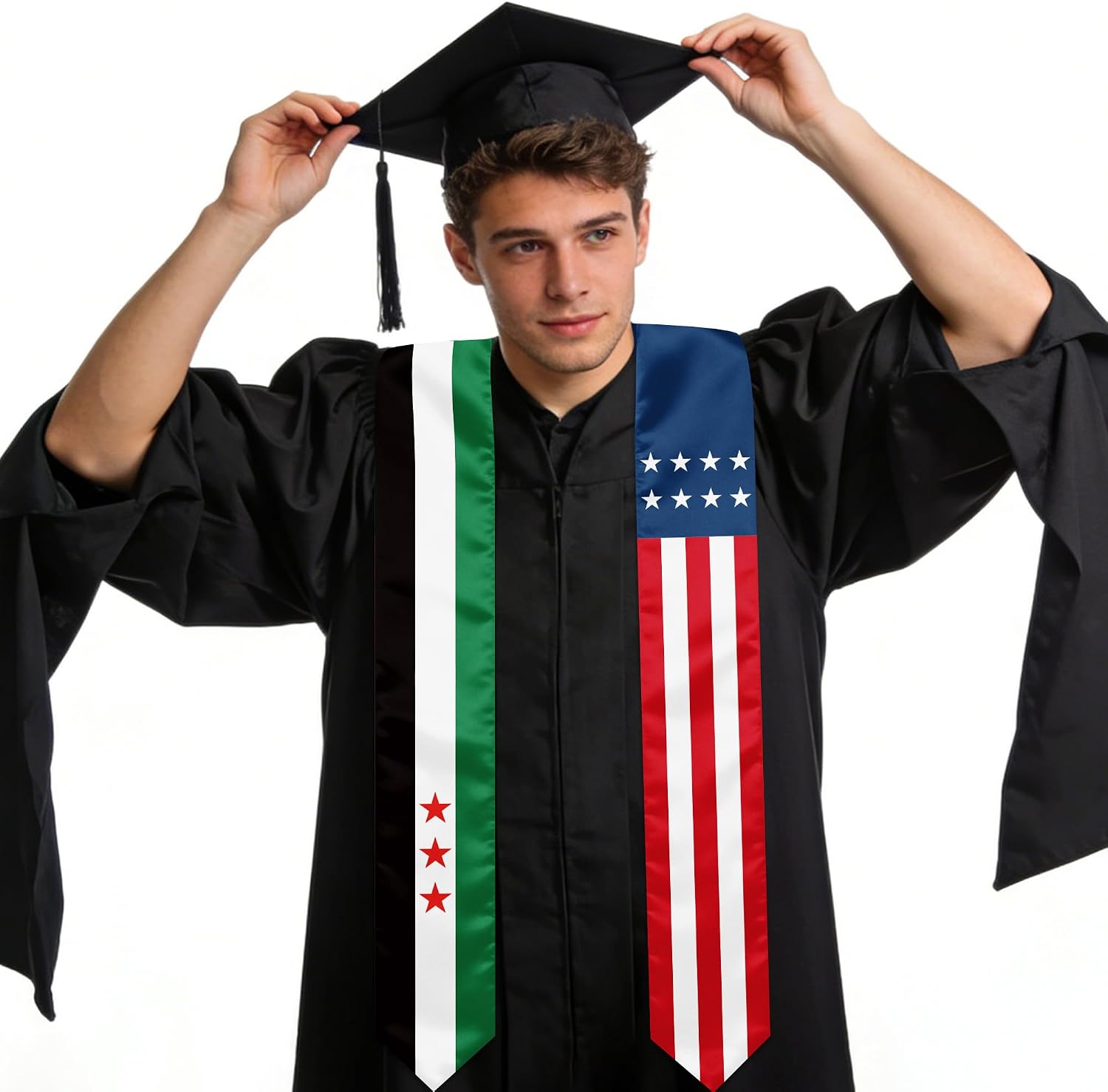 Syria Coalition Flag Graduation Stole, Graduation Sash Scarf for International Students, 2026 Graduation Scarves Gifts