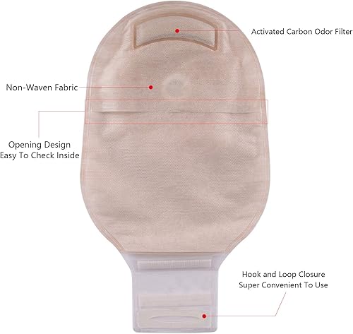 Miniatura 3 de Carbou Bolsas de ostomía, 20 piezas de suministros de colostomía, bolsa de ostomía drenable de una pieza para el cuidado del estoma de ileostomía,