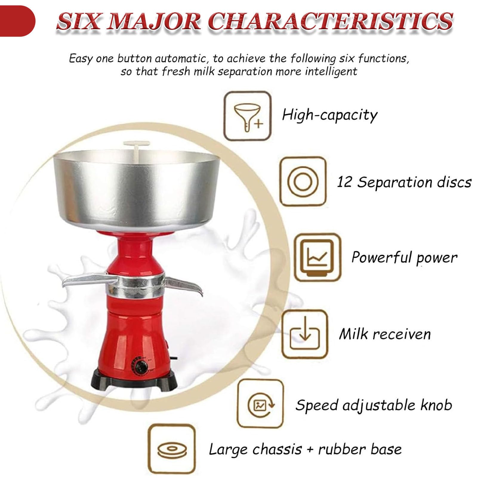 Separatore per latte e panna da 21 gal/h, per latte fresco di capra e mucca, ciotola in acciaio inox, separatore centrifugo per frappè ed estrazione panna