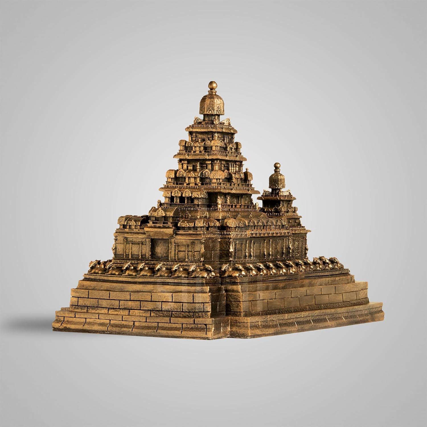 Mahabalipuram Shore Temple Sculpture - Antique Bronze -4
