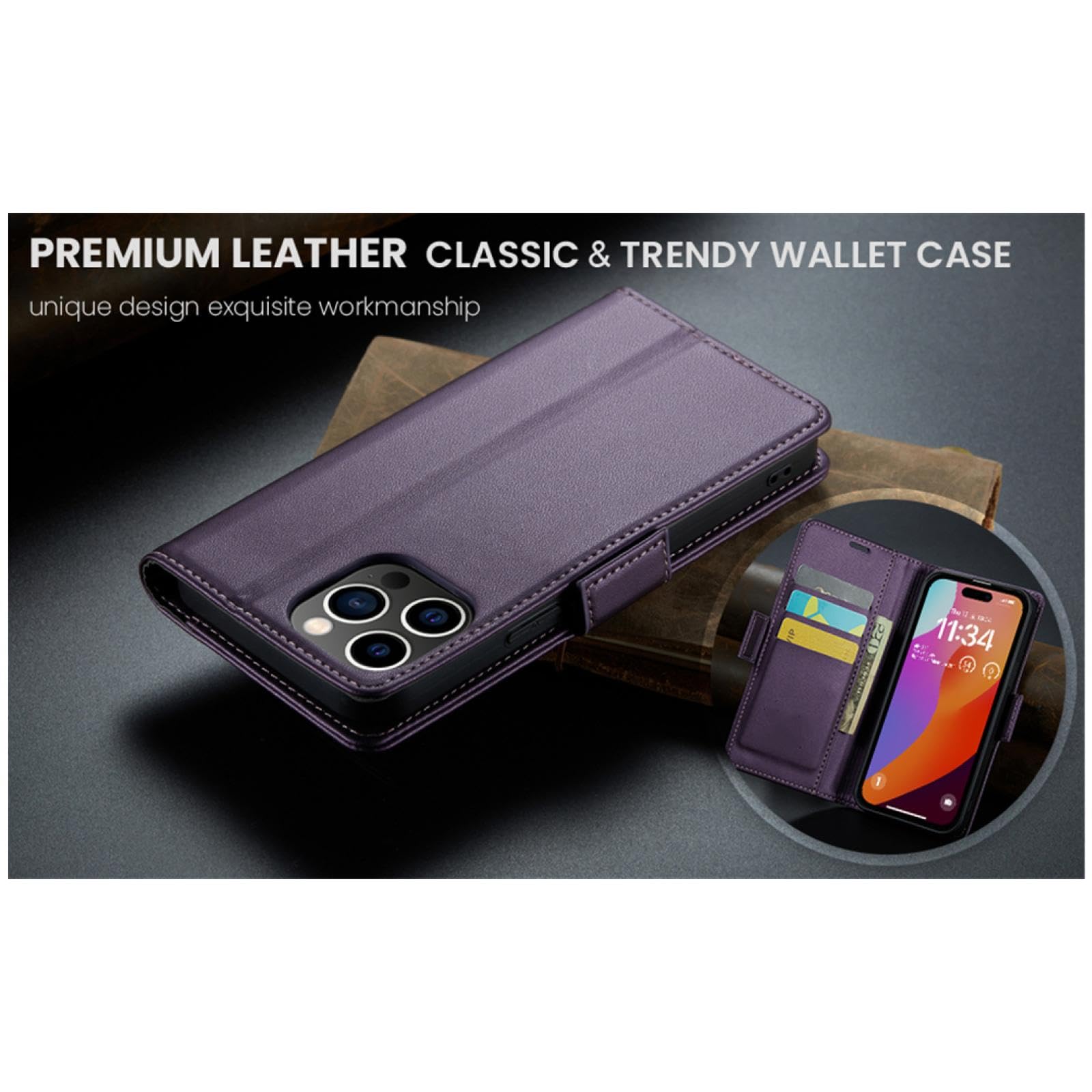 Étui Portefeuille en Cuir pour iPhone X XS (Marron Clair)