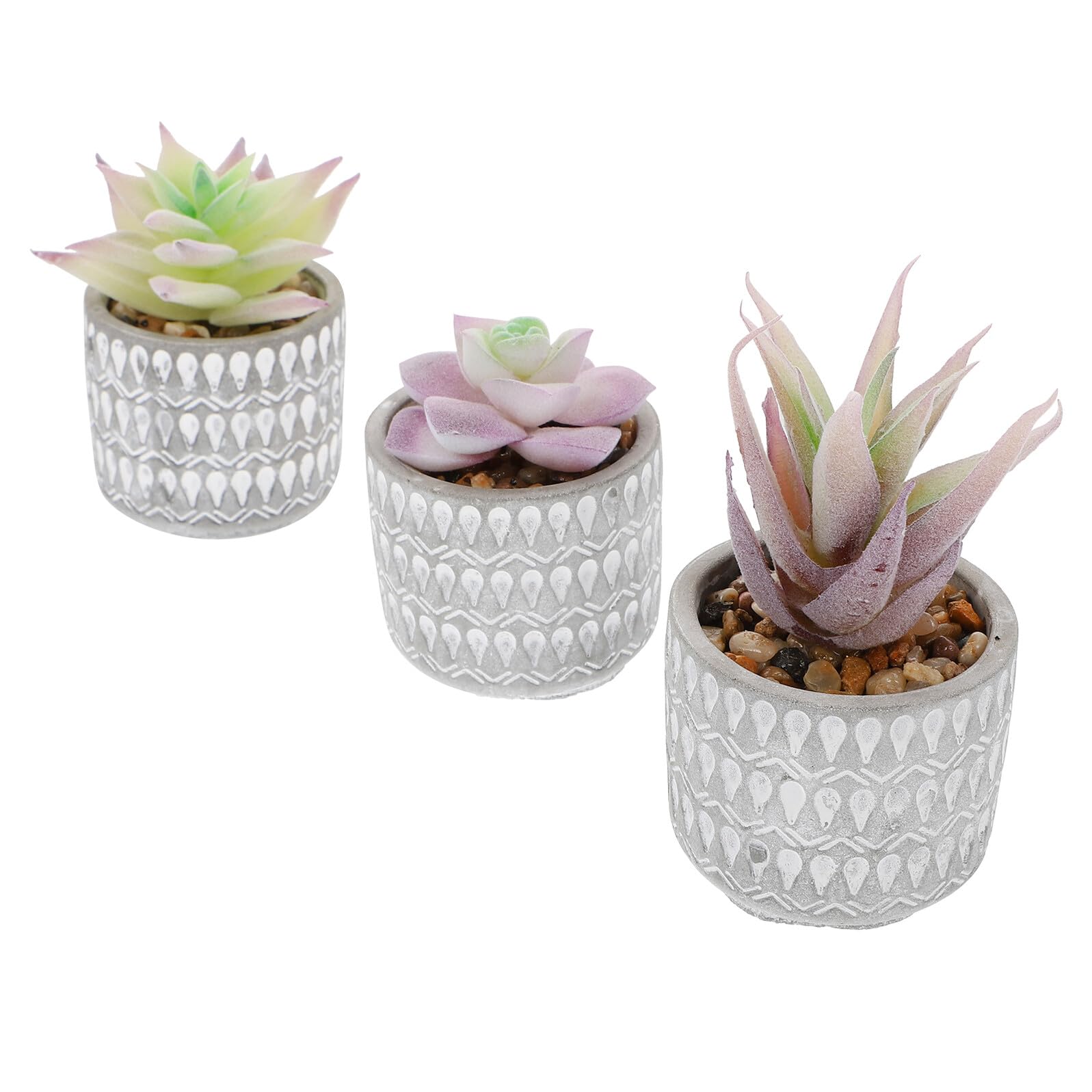 IMIKEYA Plante Artificielle en Céramique et Plastique 3 Pièces Succulente