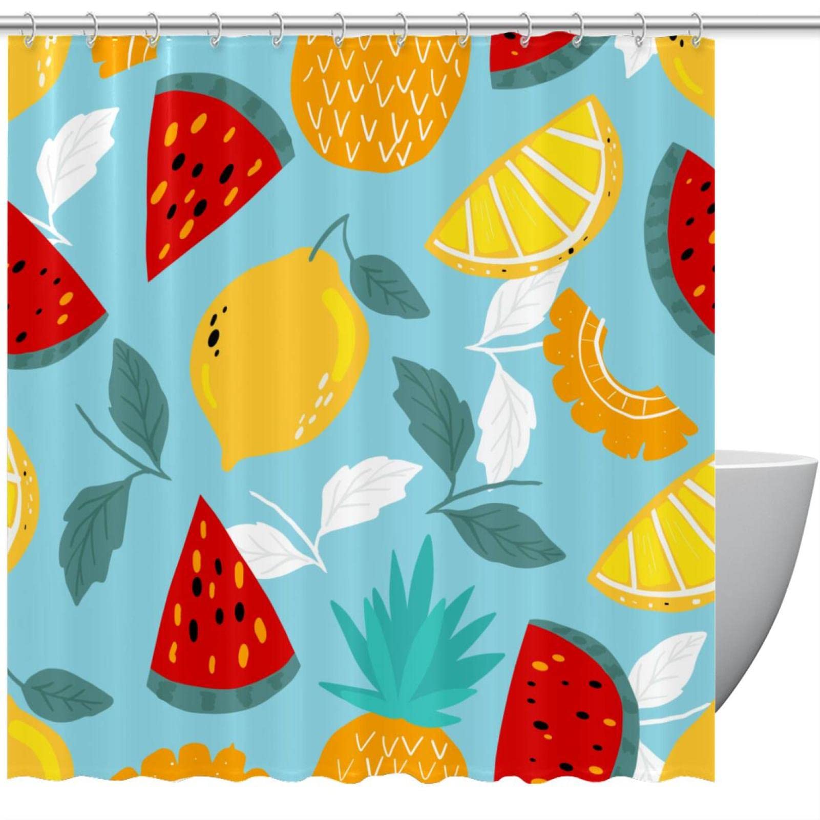 Rideau de douche fruits vitaminés pour égayer la décoration de la salle de bain familiale