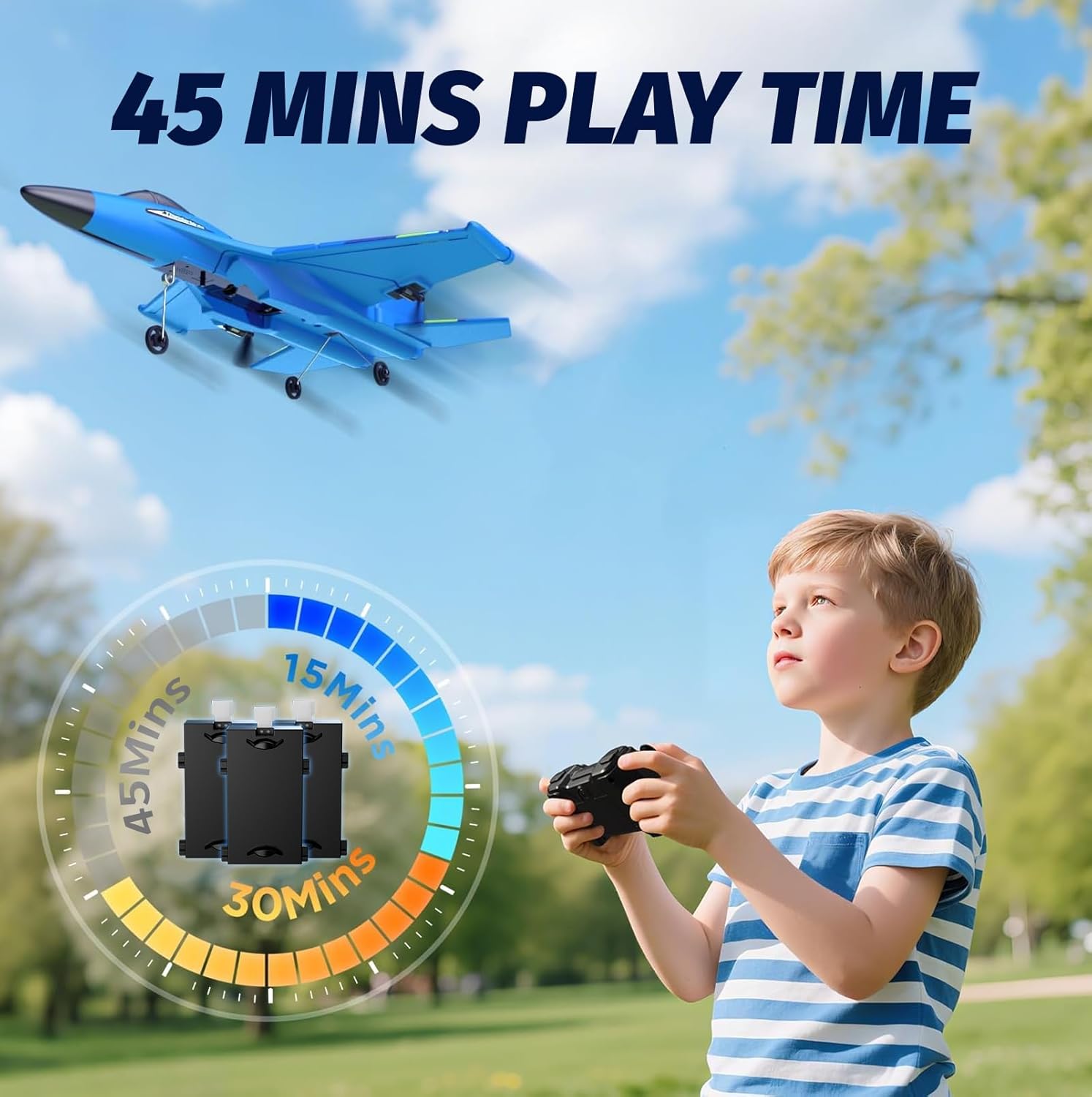 Foam RC Plane with 3 Batteries, Remote Control Airplane RC Jet Helicopter Plane for Kids Adults Beginner, Easy to Fly RC Fighter, Remote Control Aircraft with Automatic Balance Gyro for Adult Kids