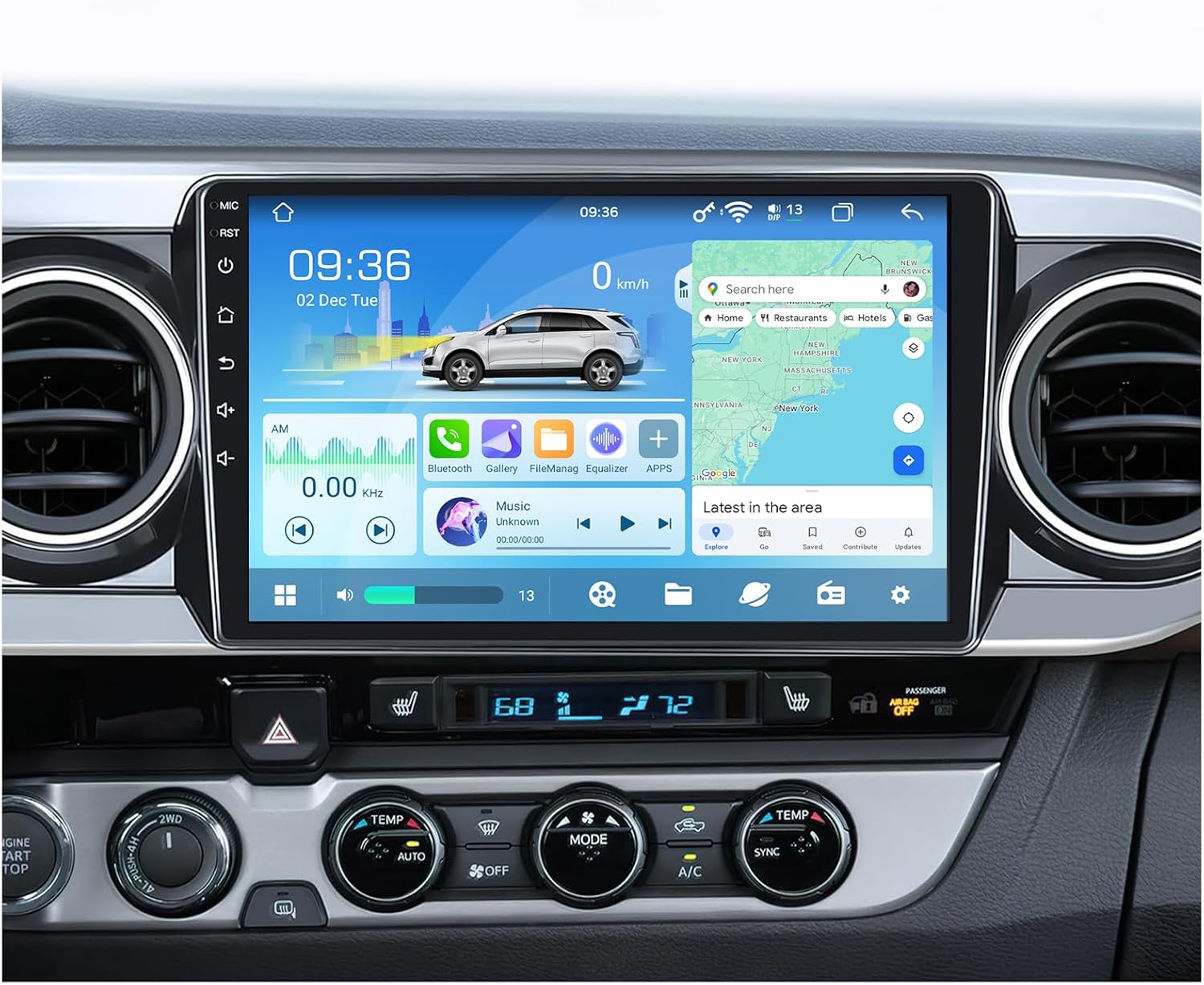 12 Core Radio Stereo Replacement Upgrade for Toyota Tacoma 2016-2022: 10.2 Inch IPS Touch Screen Head Unit with Wireless CarPlay Android Auto Bluetooth GPS WiFi DSP, 6GB RAM 128GB ROM Audio System