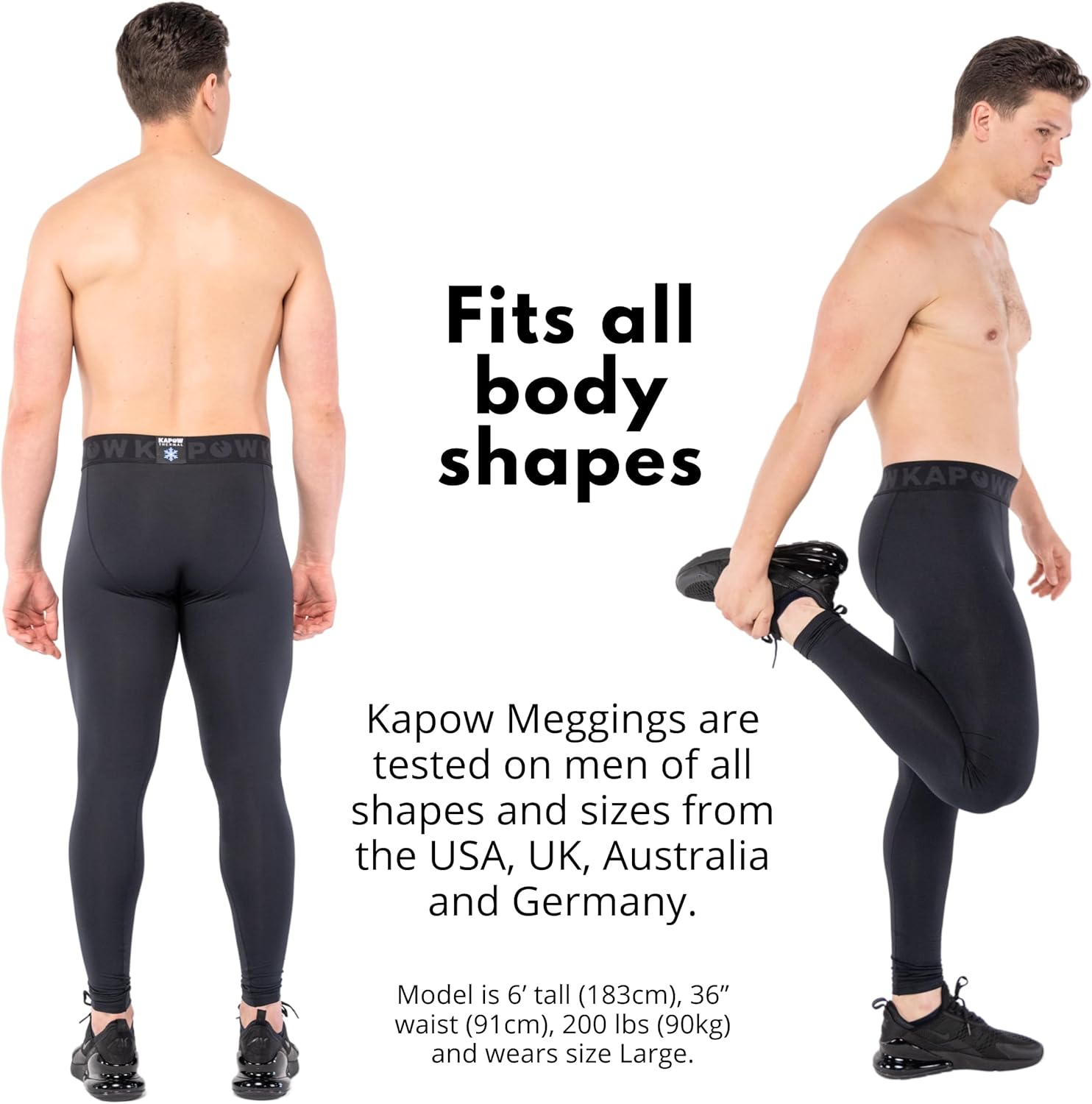 Kapow Meggings Vulcan Thermal Men's Leggings - Compression Leggings for Men, Warm Winter Activewear