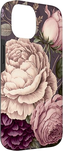 Miniatura 6 de Funda para iPhone 13 Pro Elegant Blush Pink & Purple Vintage Floral Rose & Peony