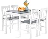 Dining Table with 4 Chairs Pine Wood Dining Set for Dining Room Kitchen Living Room Grey and White AAAA01