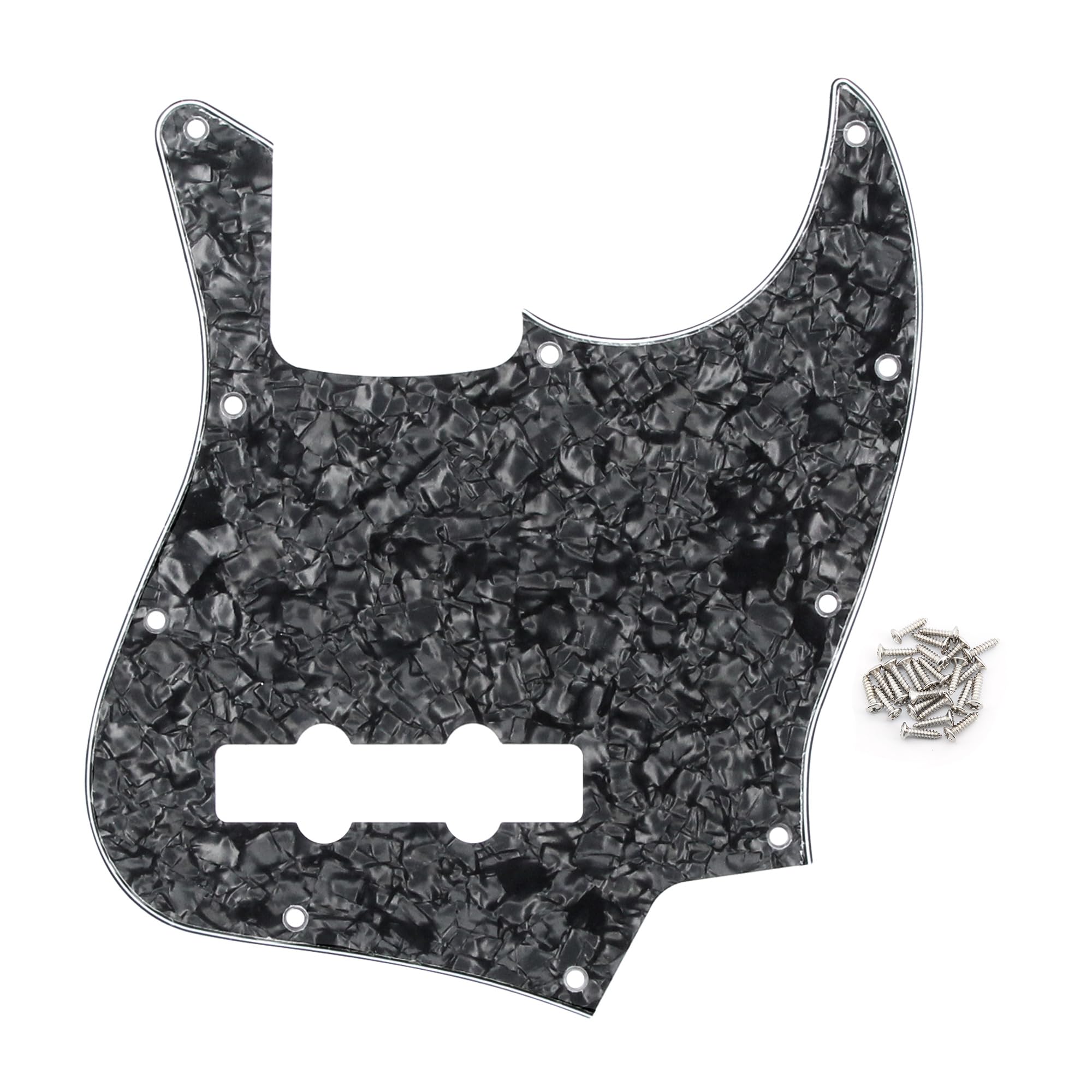 FLEOR 10 Hole J Bass Pickguard Scratch Plate Pick Guards for 4 Strings American/Mexican Standard J Bass Part, 4Ply Black Pearl