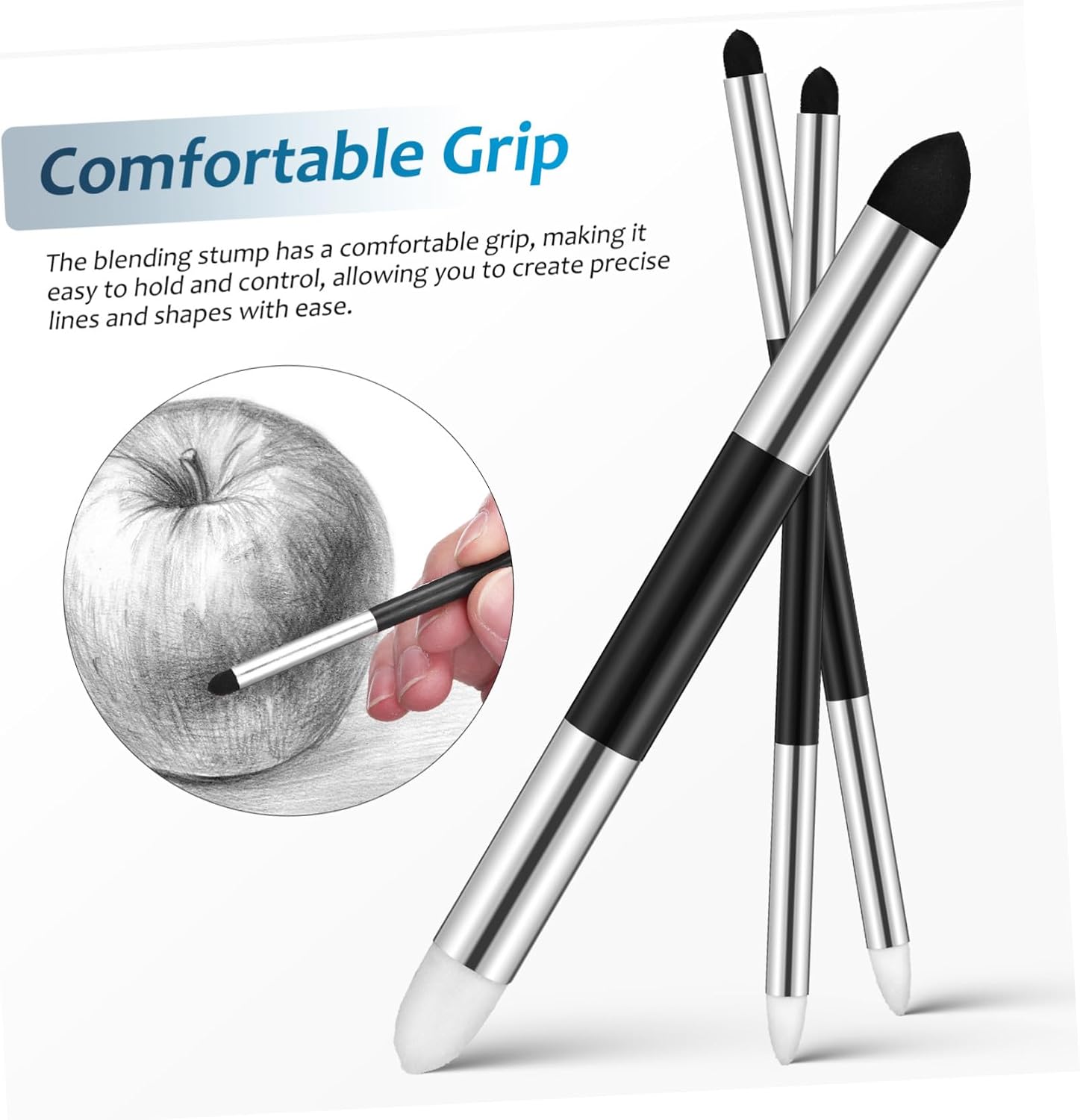 COOLHIYA 6 Pcs Blending Pen with Soft Sponge Tips Dual-tip Drawing Art Blenders for Sketching Erasing and Highlighting Suitable for Artists Students Beginners