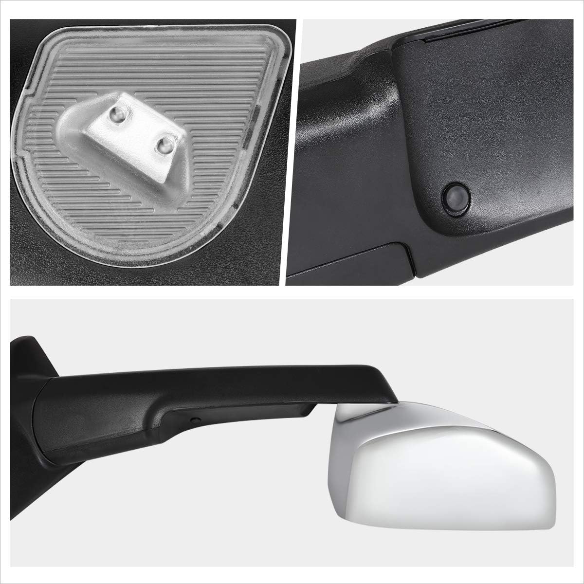 [Pair] Manual Telescopic Tow Towing Mirrors Side Mirrors Compatible with 09-16 Dodge Ram 1500-5500,Chrome