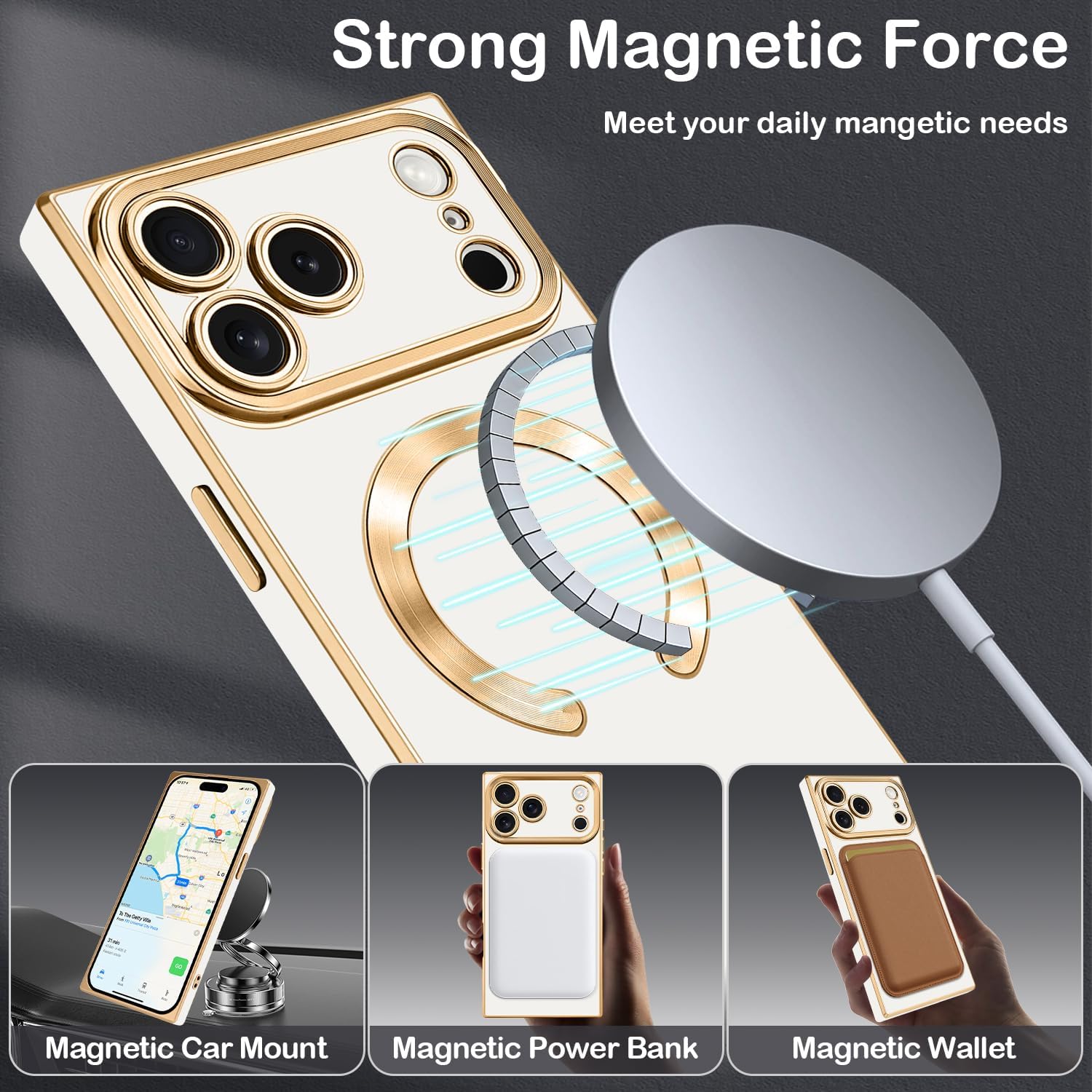 Slim Magnetic for iPhone 17 Pro Max Case Rectangle White image 2