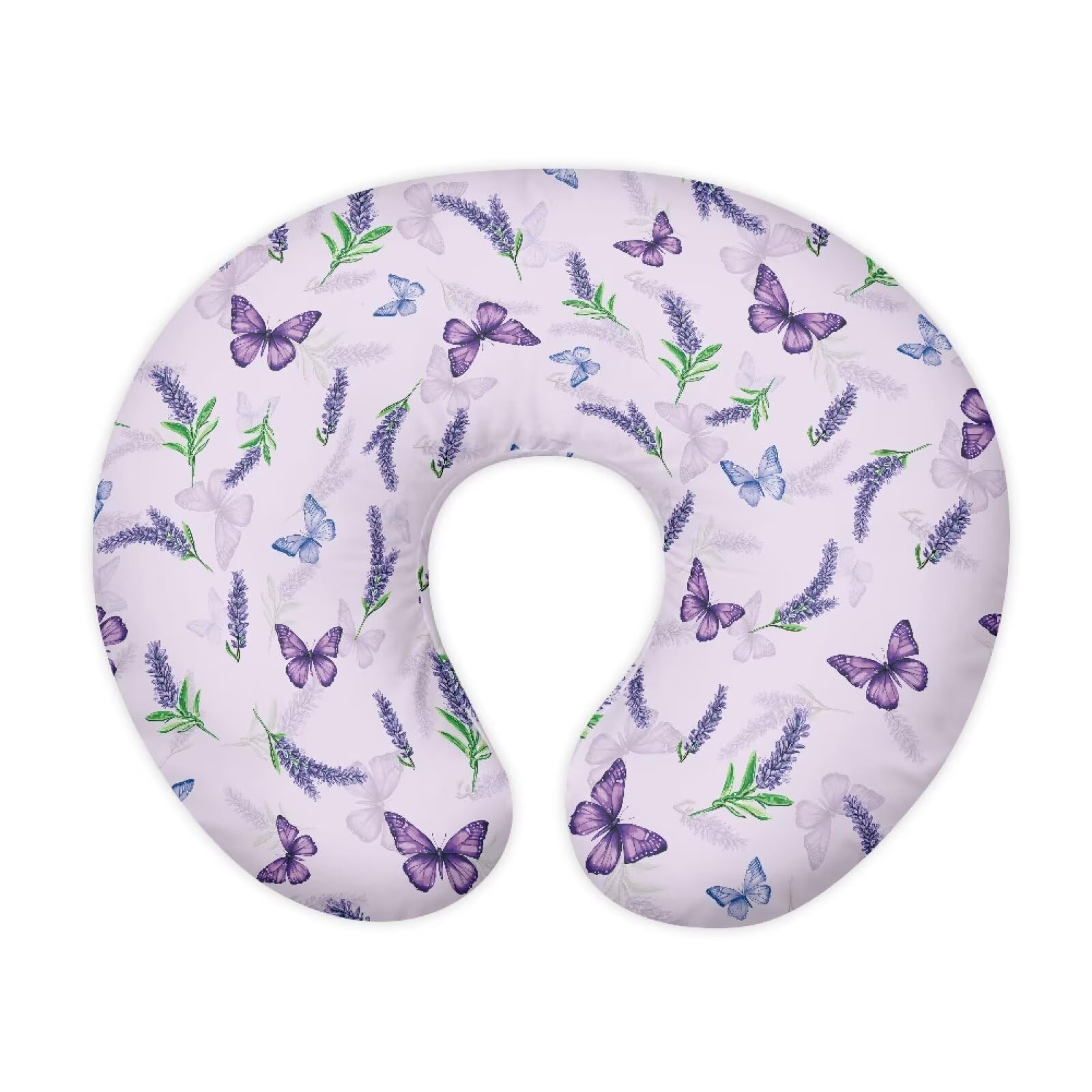 PJHEQOXE Nursing Pillow Cover, Ultra Soft Compatible with Pillow,Washable & Breathable，Fits The Original Support for Breastfeeding,Lavender Butterfly