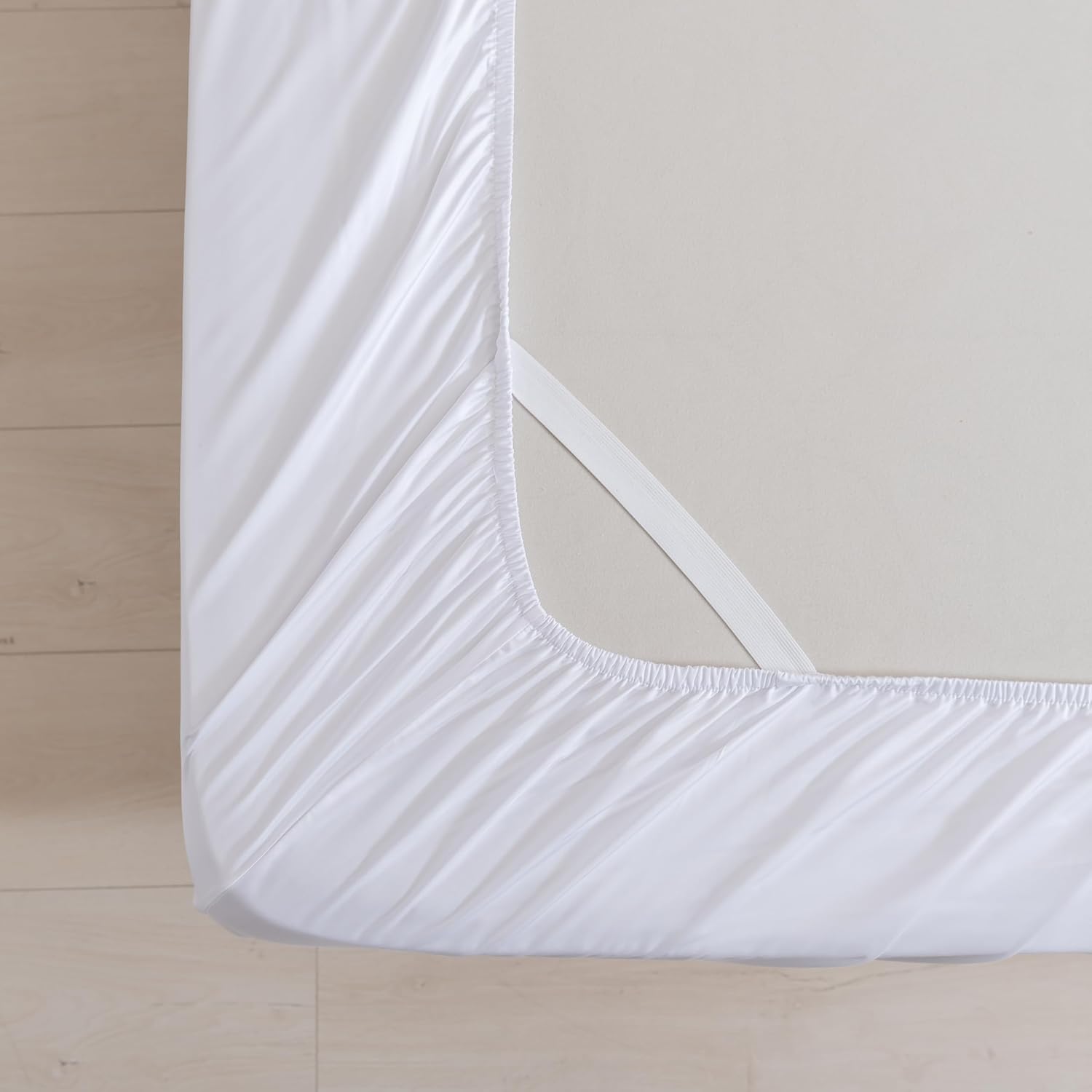 Queen White Bed Sheet Set, Viscose from Bamboo, Ultra Soft, 16in