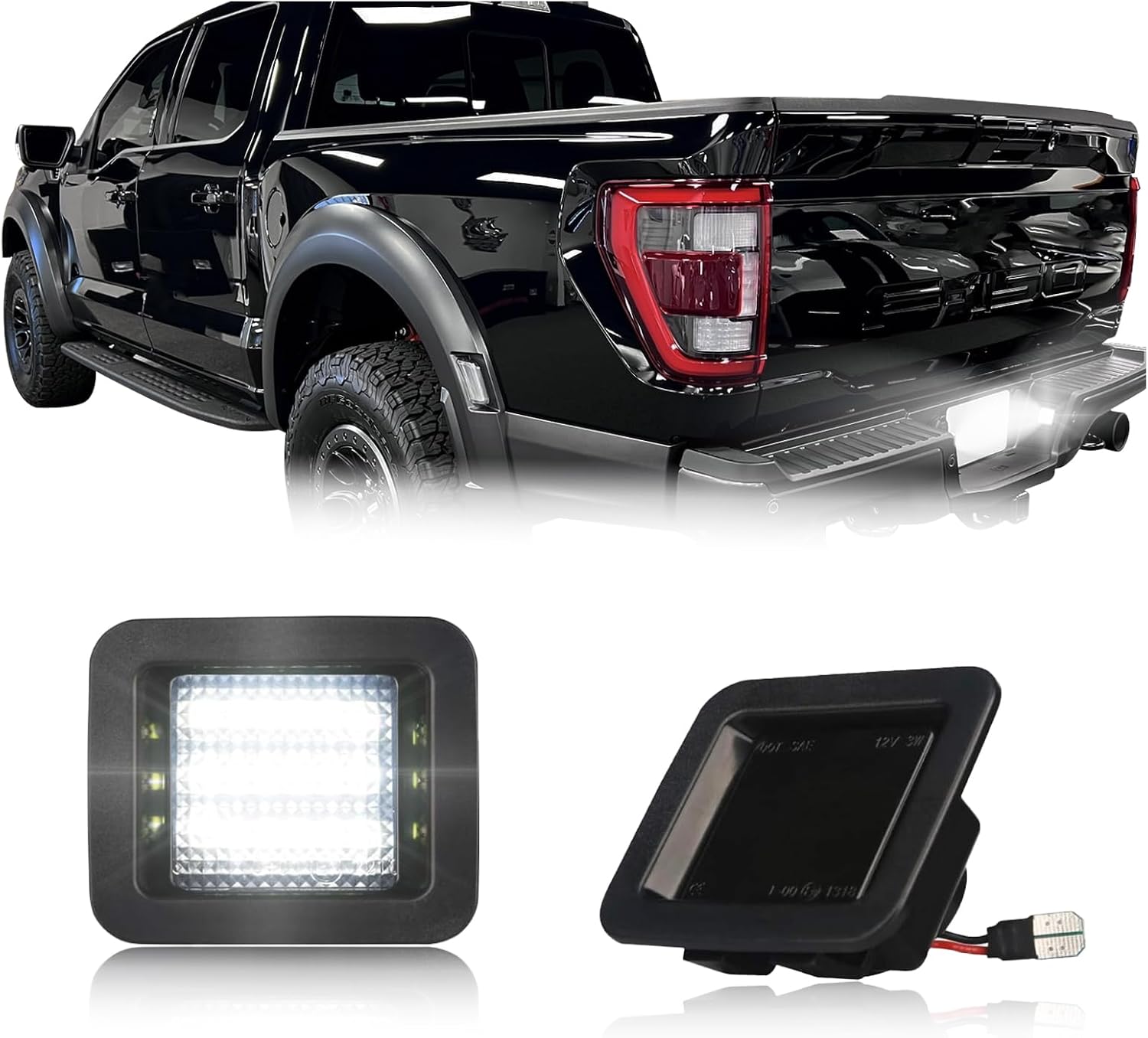 LED License Plate Light for 2015-2022 Ford F150 & 2017-2022 F150 Raptor - White Tag Lamp Assembly (2-Pack) | Direct Replacement, Plug & Play