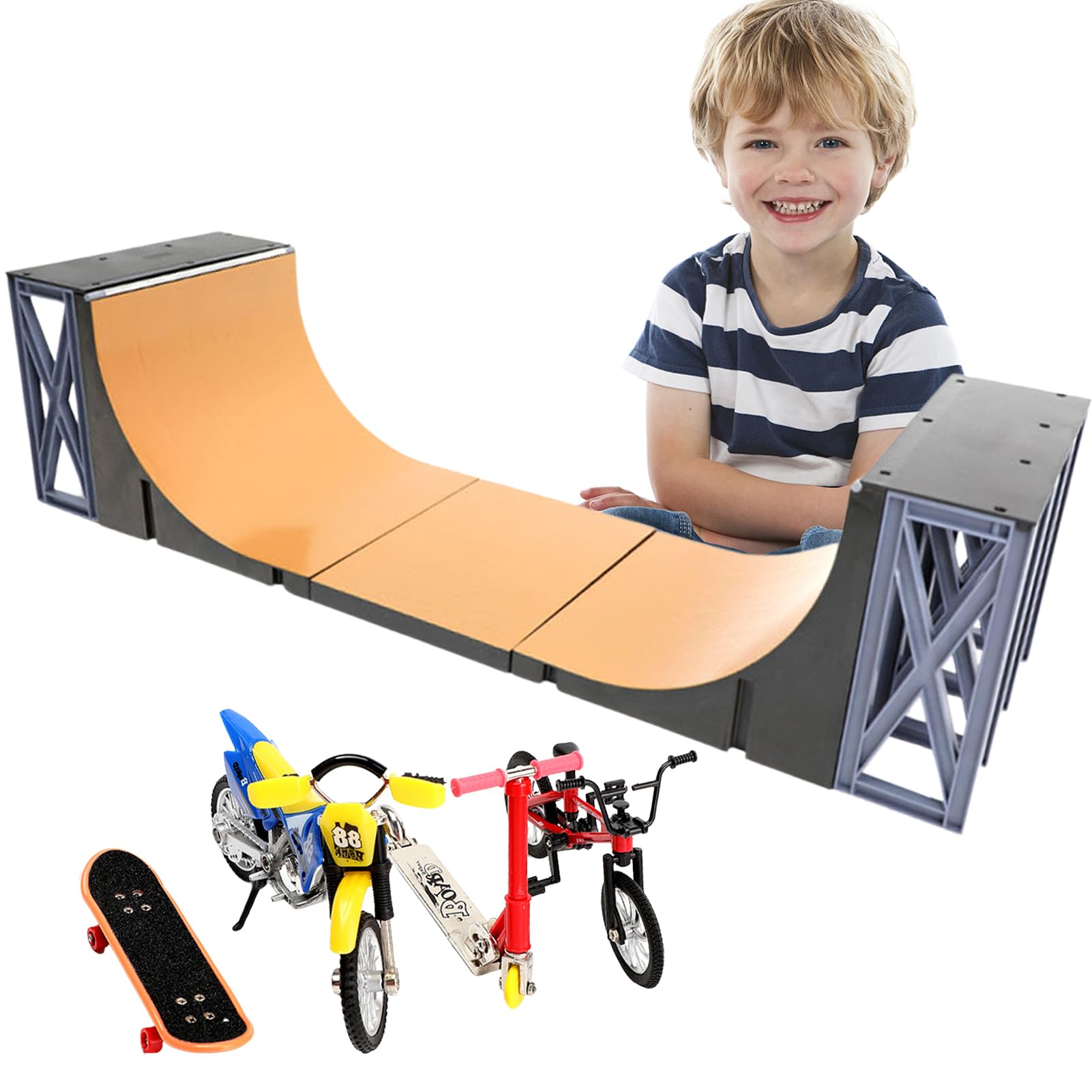 Finger Skate Park Kit - Mini Skater Set, Dedales de | Pequeña rampa para niños y Pista de obstáculos con Herramientas de reparación, configuración de Teclas para niños y niños Que aprenden