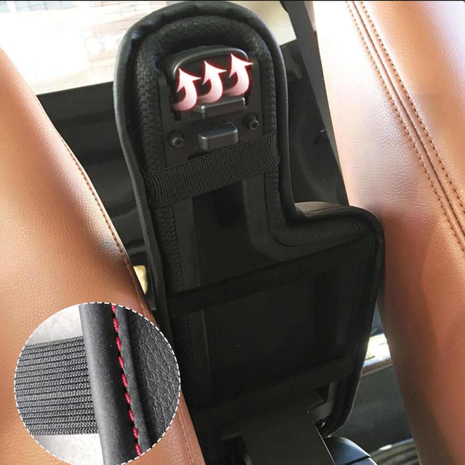 O SHI CAR Center Console Cover for Honda Fit 2014 2015 2016 2017 2018 2019 2020,Microfiber Leather Armrest Covers，Customized Armrest Cover Leather Arm Rest Covering for Car,Black